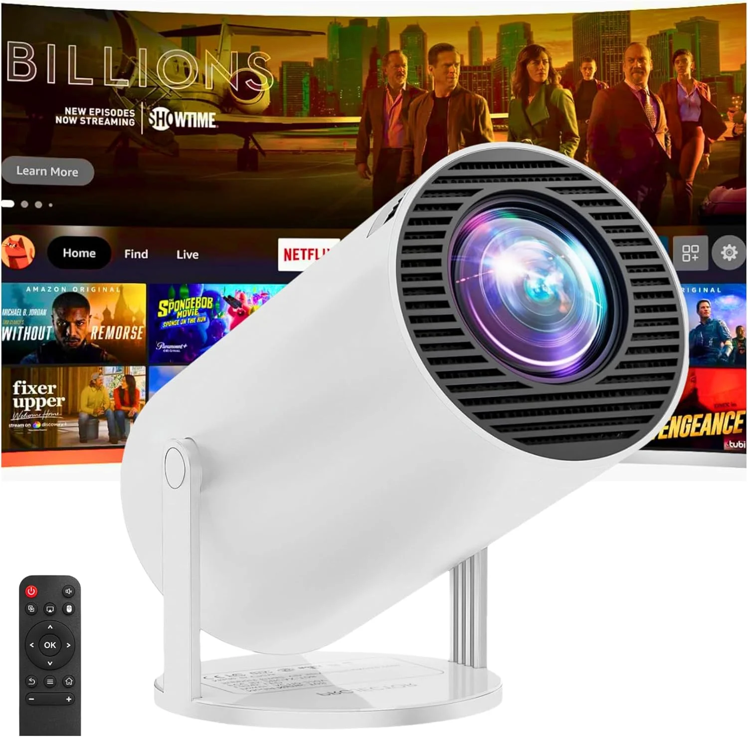 مینی پروژکتور، پشتیبانی از 4K 1080P HD پروژکتور قابل حمل با بلوتوث و WIFI اندروید TV 11، صفحه نمایش 130 اینچی پروژکتور ویدیویی هوشمند با بلندگوها، Pc/Phone/HDMI/USB/PS5 برای سینمای خانگی و فیلم در فضای باز