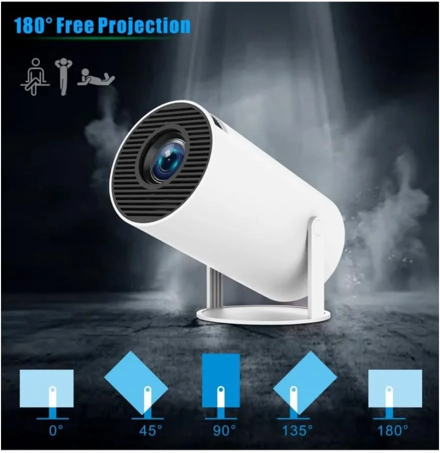 پروژکتور هوشمند با پشتیبانی از 4K، مینی پروژکتور قابل حمل با کیستون خودکار، 280 ANSI، وای فای 5G، BT 5.0، نمایشگر 130 اینچی، اندروید 11، چرخش 180 درجه، مناسب فضای باز