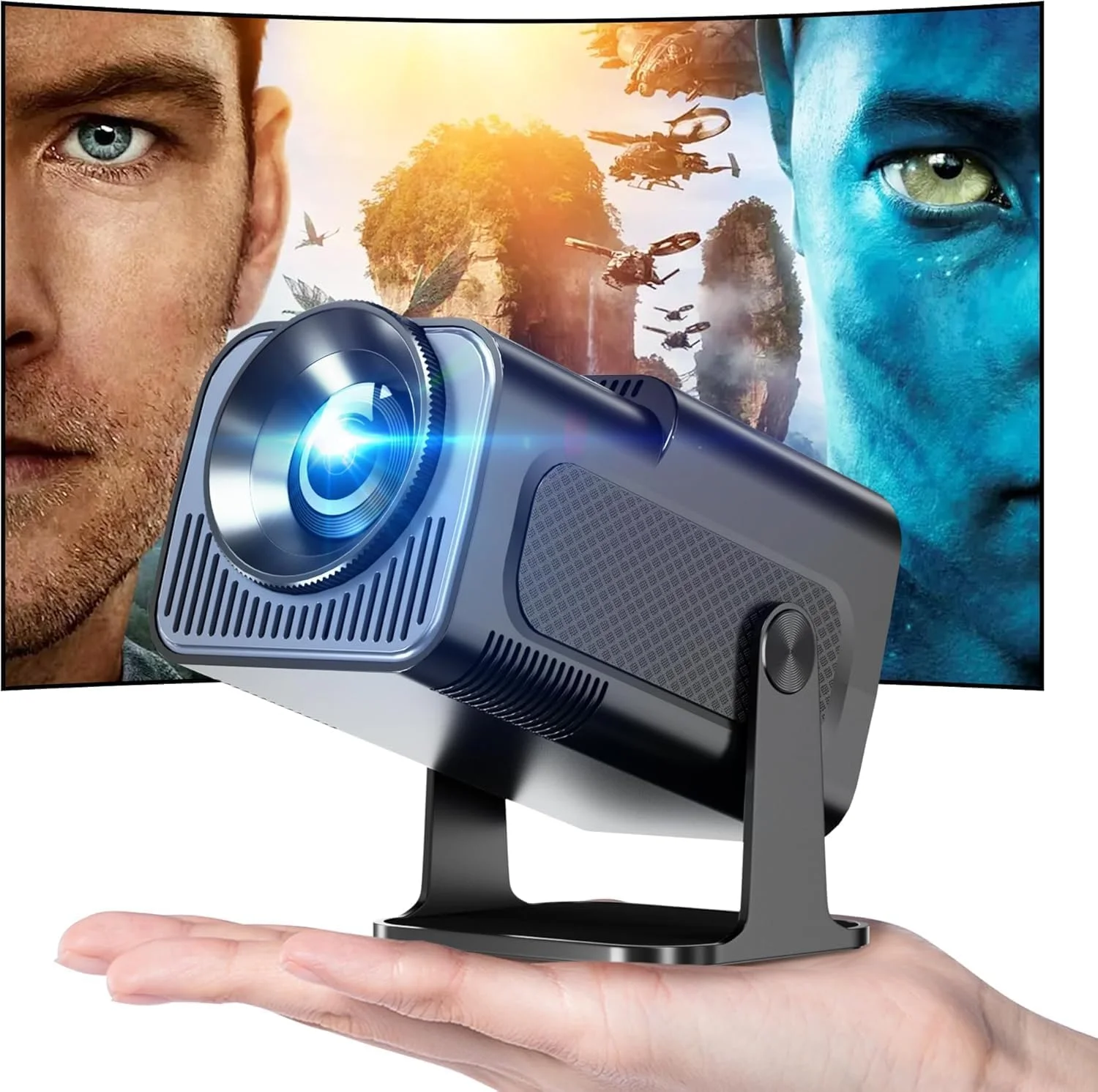 مینی پروژکتور، قابل چرخش 270 درجه، قابل حمل 4K، پشتیبانی از 1080P، اندروید 11.0، WiFi و بلوتوث 5.2، مشکی