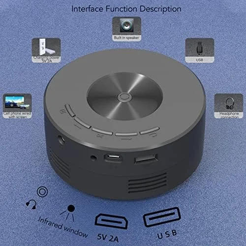 پروژکتور کوچک قابل حمل، پروژکتورهای ویدیویی کوچک در فضای باز با عملکرد همگام سازی صفحه نمایش گوشی هوشمند، پروژکتور فیلم سازگار با IOS/تلفن/تبلت، با کنترل از راه دور