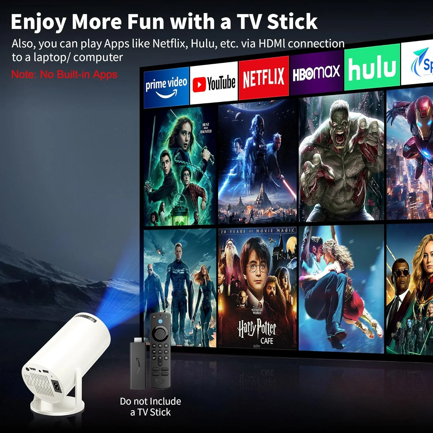 پروژکتور مینی قابل حمل با پشتیبانی از کیفیت 4K، پروژکتور کوچک فول اچ دی 1080P با پایه چرخان 270 درجه، پروژکتور فیلم سازگار با تی وی استیک/گوشی هوشمند/HDMI/USB برای اتاق خواب/کمپینگ در فضای باز پروژکتور مینی قابل حمل با پشتیبانی از کیفیت 4K، پروژکتور کوچک فول اچ دی 1080P با پایه چرخان 270 درجه، پروژکتور فیلم سازگار با تی وی استیک/گوشی هوشمند/HDMI/USB برای اتاق خواب/کمپینگ در فضای باز