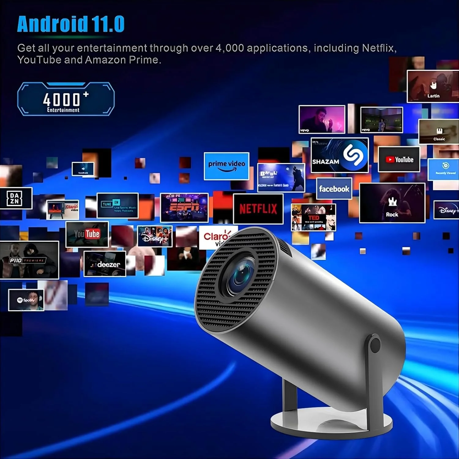 مینی پروژکتور با پشتیبانی از کیفیت 1080P و 4K، دارای WiFi 6 و بلوتوث 5.2 دو طرفه، پروژکتور هوشمند قابل حمل HY300 Pro+ با فوکوس دستی، چرخش 180 درجه، مناسب برای فیلم، خانه، اتاق خواب، پروژکتور فضای باز برای تلفن، لپ تاپ، کامپیوتر، مشکی مینی پروژکتور با پشتیبانی از کیفیت 1080P و 4K، دارای WiFi 6 و بلوتوث 5.2 دو طرفه، پروژکتور هوشمند قابل حمل HY300 Pro+ با فوکوس دستی، چرخش 180 درجه، مناسب برای فیلم، خانه، اتاق خواب، پروژکتور فضای باز برای تلفن، لپ تاپ، کامپیوتر، مشکی