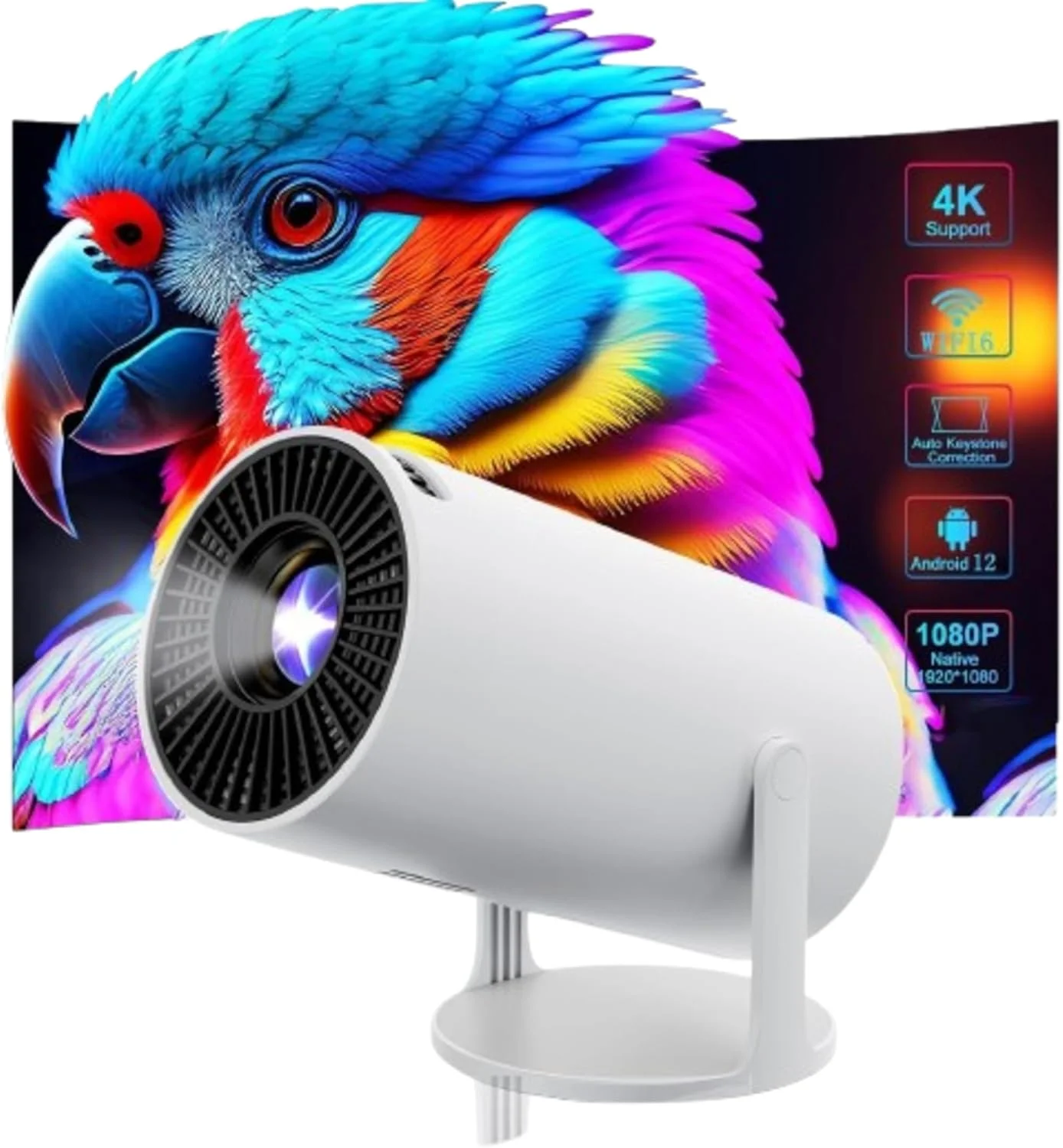 پروژکتور HT88 4K HDR با قابلیت تنظیم خودکار کیستون، پروژکتور مینی با WiFi 5G/2.4G، روشنایی 120 انسی لومن، رزولوشن 1280×720 HD، ورودی HDMI، پروژکتور مینی LCD قابل حمل با ریموت برای نتفلیکس، یوتیوب، تلویزیون، فیلم و بازی