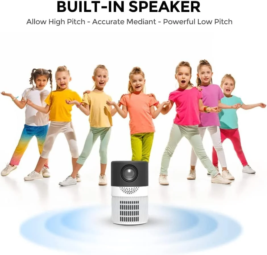 پروژکتور مینی HD مدل T400 [رزولوشن اصلی 480*360 / اندازه تصویر تا 100 اینچ] پروژکتور ویدئویی قابل حمل سینمای خانگی مناسب فضای باز سازگار با HDMI، AV و USB، لپ تاپ، تلفن هوشمند - مشکی