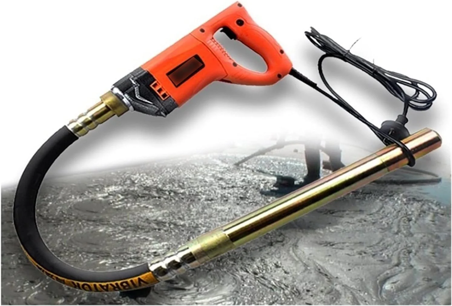 میکسر بتن، ویبراتور بتن ساختمانی، ویبراتور بتن دستی برقی مدادی با شلنگ 1 متری، 1.2 متری و 1.5 متری (موتور 4800 واتی + میله برنجی 50#1.5)