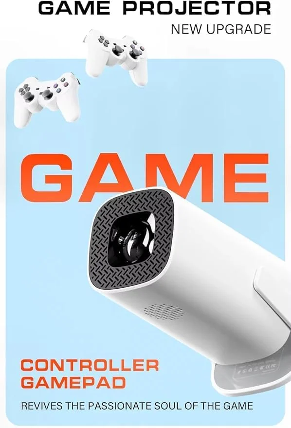 پروژکتور بازی 2 در 1 با تراشه حرفه ای، پروژکتور قابل حمل با گیم پد کنترلر بی سیم، 2.4G / 5G WiFi BT 5.0 پشتیبانی از صفحه نمایش 4K 130 اینچی بلندگوی Hi-Fi اندازه قابل حمل زوم 50-100٪ (P-30 Max)