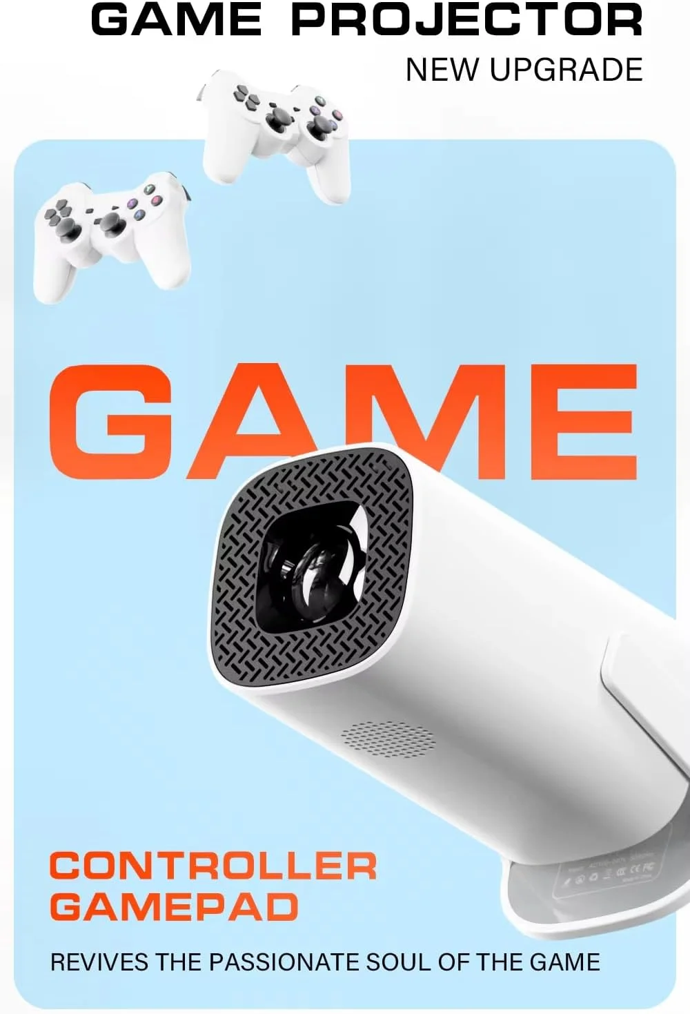 پروژکتور بازی 2 در 1 با تراشه حرفه ای، پروژکتور قابل حمل با گیم پد کنترلر بی سیم، وای فای 2.4G / 5G BT 5.0 پشتیبانی از صفحه نمایش 4K 130 اینچی بلندگوی Hi-Fi اندازه قابل حمل زوم 50-100٪ (P-30 Max)