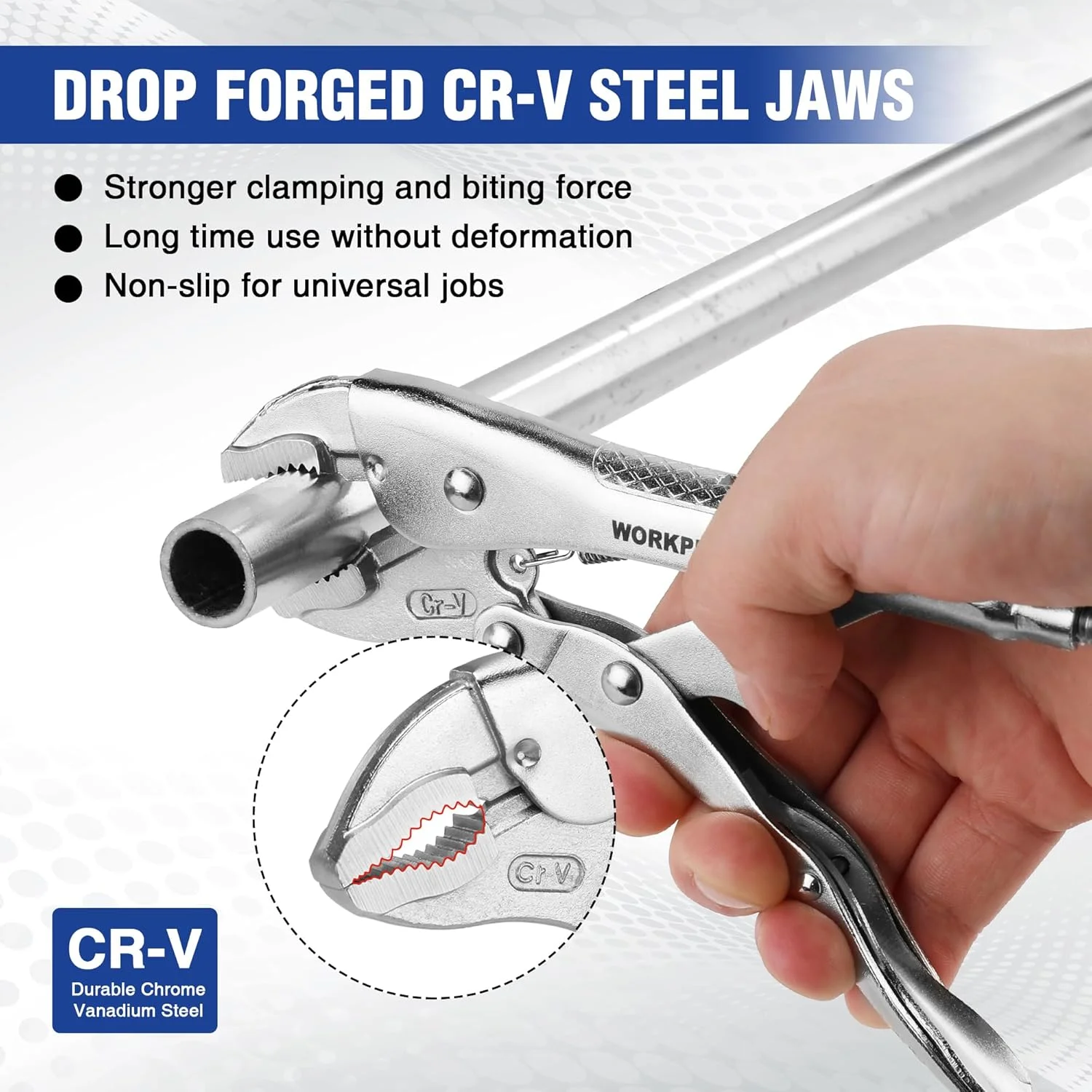 انبر قفلی ورکپرو، انبر قفلی فک منحنی 7 اینچی، انبر قفلی فولاد کروم-وانادیوم با سیم چین، انبر قفلی قابل تنظیم برای بستن، چرخاندن و جوشکاری