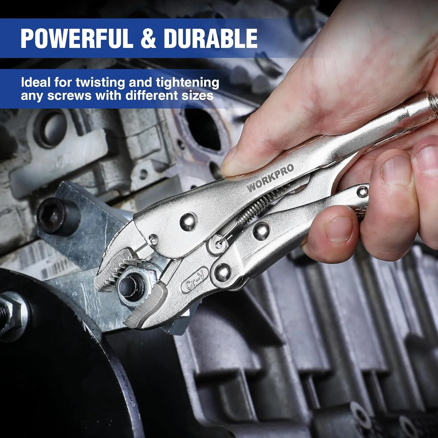 انبر قفلی ورکپرو، انبر قفلی فک منحنی 7 اینچی، انبر قفلی فولاد کروم-وانادیوم با سیم چین، انبر قفلی قابل تنظیم برای بستن، چرخاندن و جوشکاری