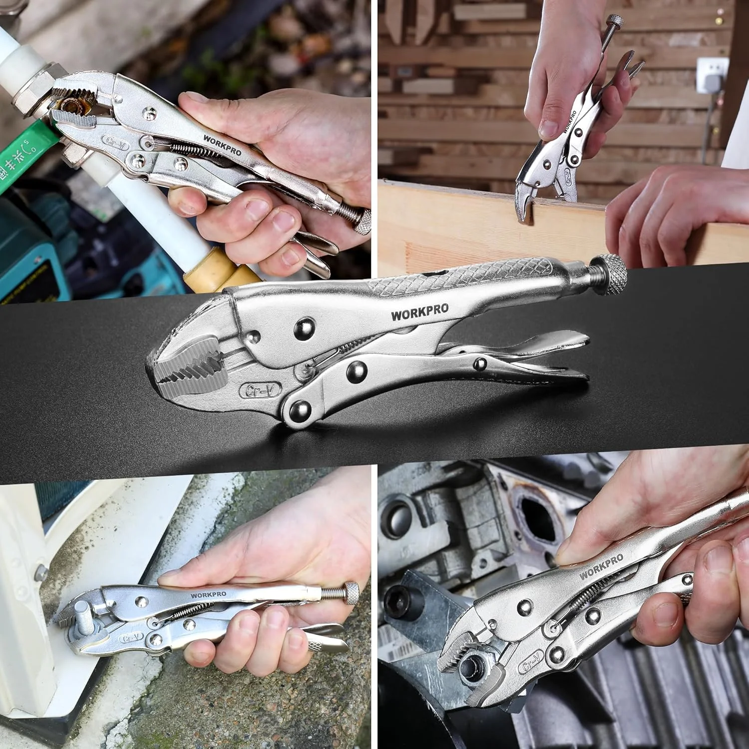 انبر قفلی ورکپرو، انبر قفلی فک منحنی 7 اینچی، انبر قفلی فولاد کروم-وانادیوم با سیم چین، انبر قفلی قابل تنظیم برای بستن، چرخاندن و جوشکاری