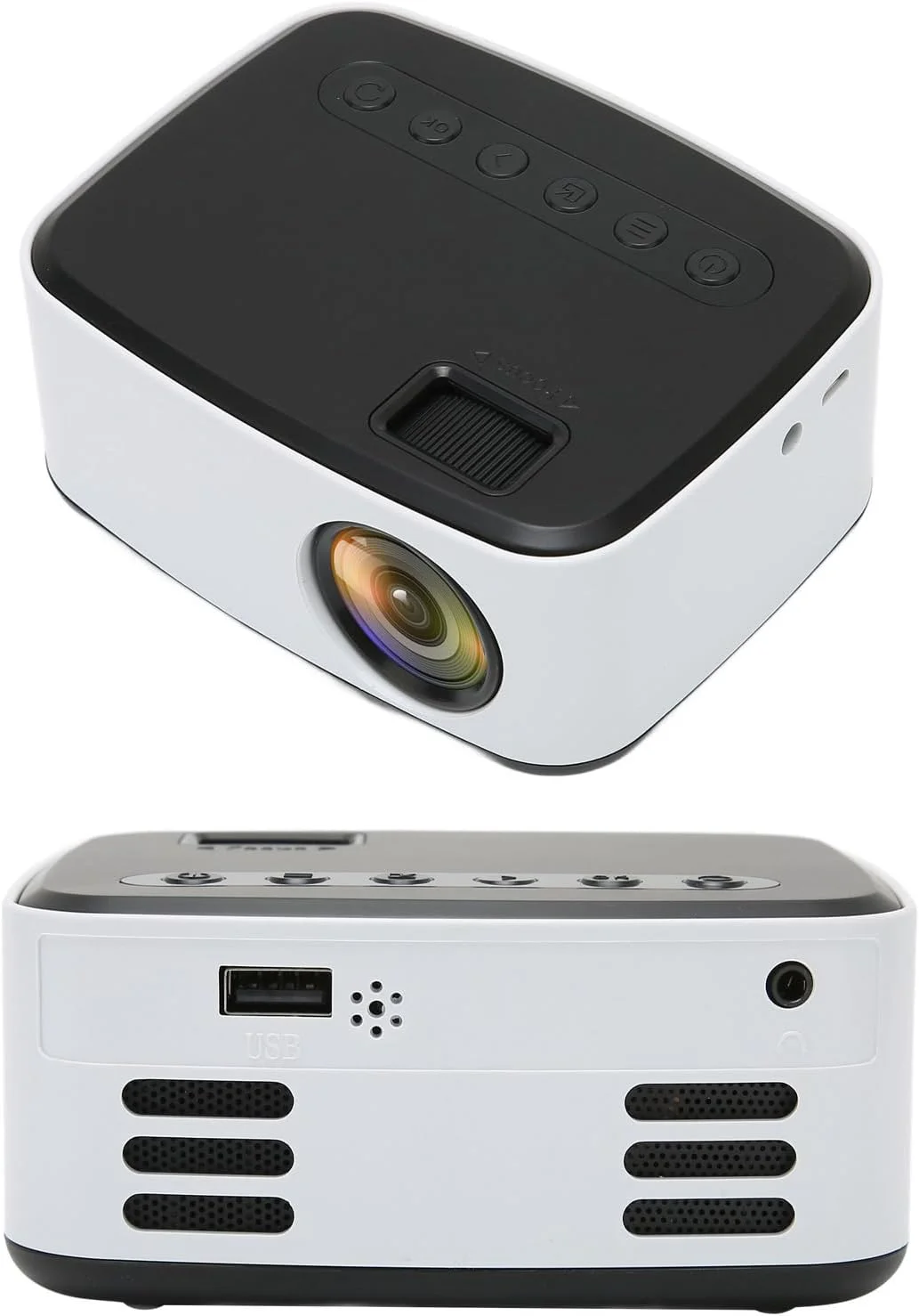 مینی پروژکتور، پروژکتور قابل حمل، 500LM HD 1080P WiFi پروژکتور فیلم فضای باز برای کودکان، سینمای خانگی سازگار با IOS/تبلت لپ تاپ TV Stick. (دوشاخه UK)
