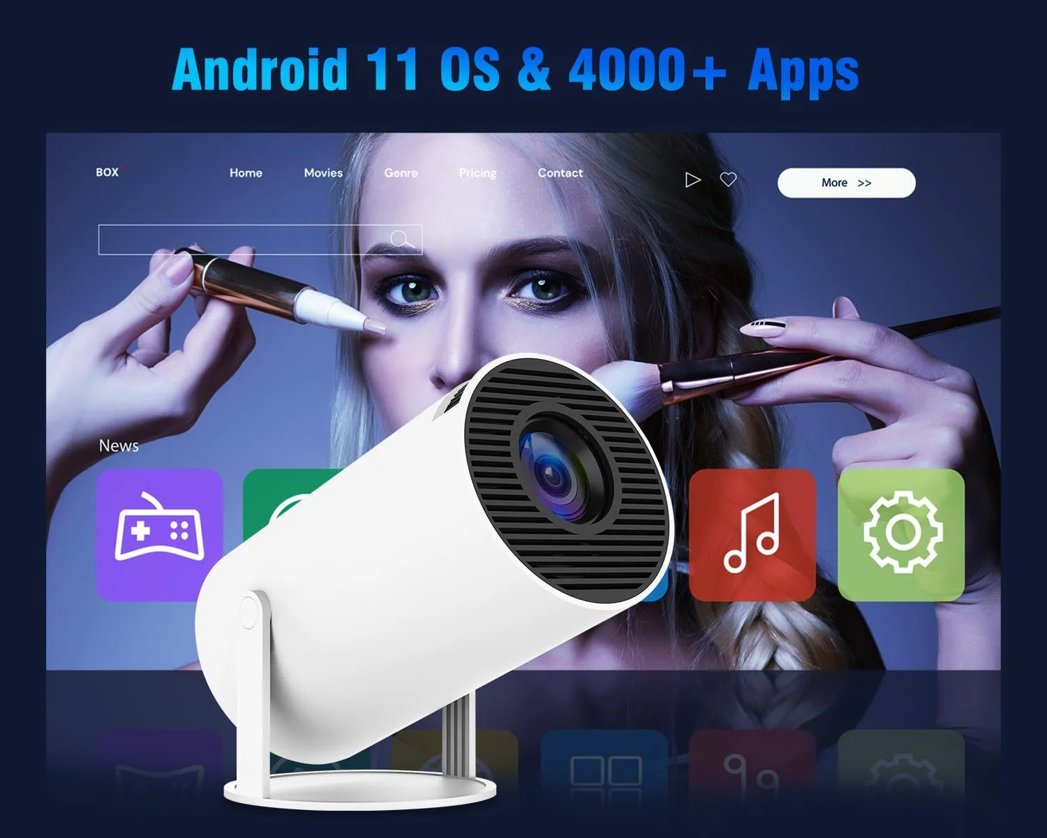 مینی پروژکتور با اندروید 11، پروژکتور قابل حمل 4K 1080P با پشتیبانی از کیفیت تصویر Full HD، پروژکتور هوشمند 5G WiFi6 BT5.0 با تصحیح افقی خودکار، پروژکتور چرخشی 180 درجه مناسب فضای باز برای تلفن/فلش مموری/لپ تاپ مینی پروژکتور با اندروید 11، پروژکتور قابل حمل 4K 1080P با پشتیبانی از کیفیت تصویر Full HD، پروژکتور هوشمند 5G WiFi6 BT5.0 با تصحیح افقی خودکار، پروژکتور چرخشی 180 درجه مناسب فضای باز برای تلفن/فلش مموری/لپ تاپ