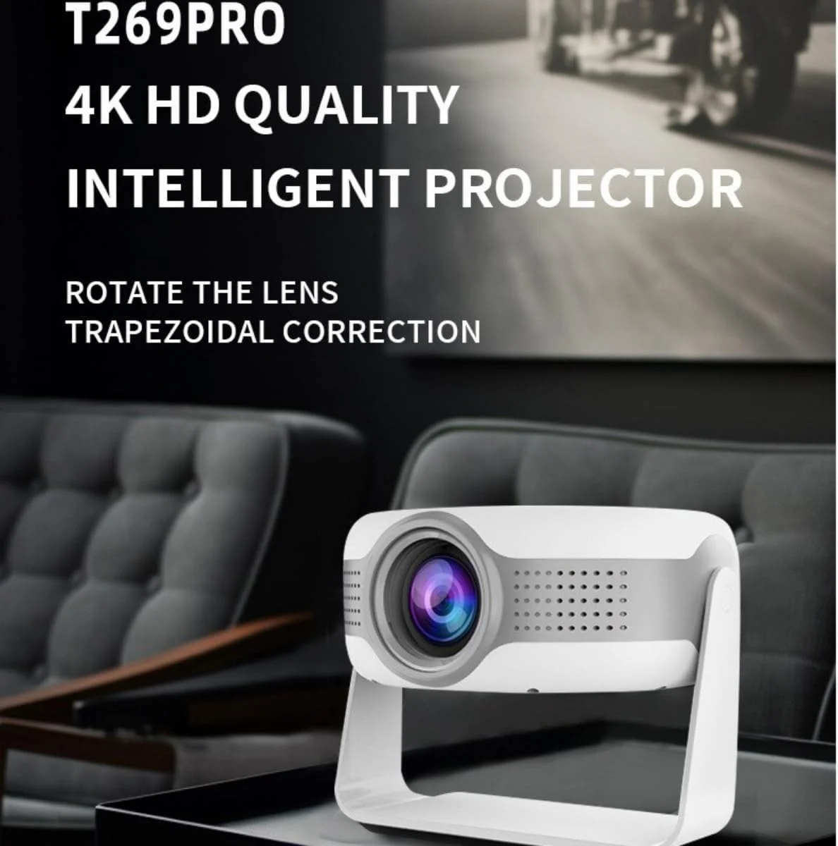 پروژکتور 4K HD مدل T269Pro، قابل حمل و جمع و جور، چرخش 130 درجه، تصحیح کیستون، WiFi6، پشتیبانی از 1080P، بلندگوی داخلی، روشنایی بالا، اندروید بی سیم، سینمای خانگی و اداری، طراحی بشقاب پرنده شناور پروژکتور 4K HD مدل T269Pro، قابل حمل و جمع و جور، چرخش 130 درجه، تصحیح کیستون، WiFi6، پشتیبانی از 1080P، بلندگوی داخلی، روشنایی بالا، اندروید بی سیم، سینمای خانگی و اداری، طراحی بشقاب پرنده شناور
