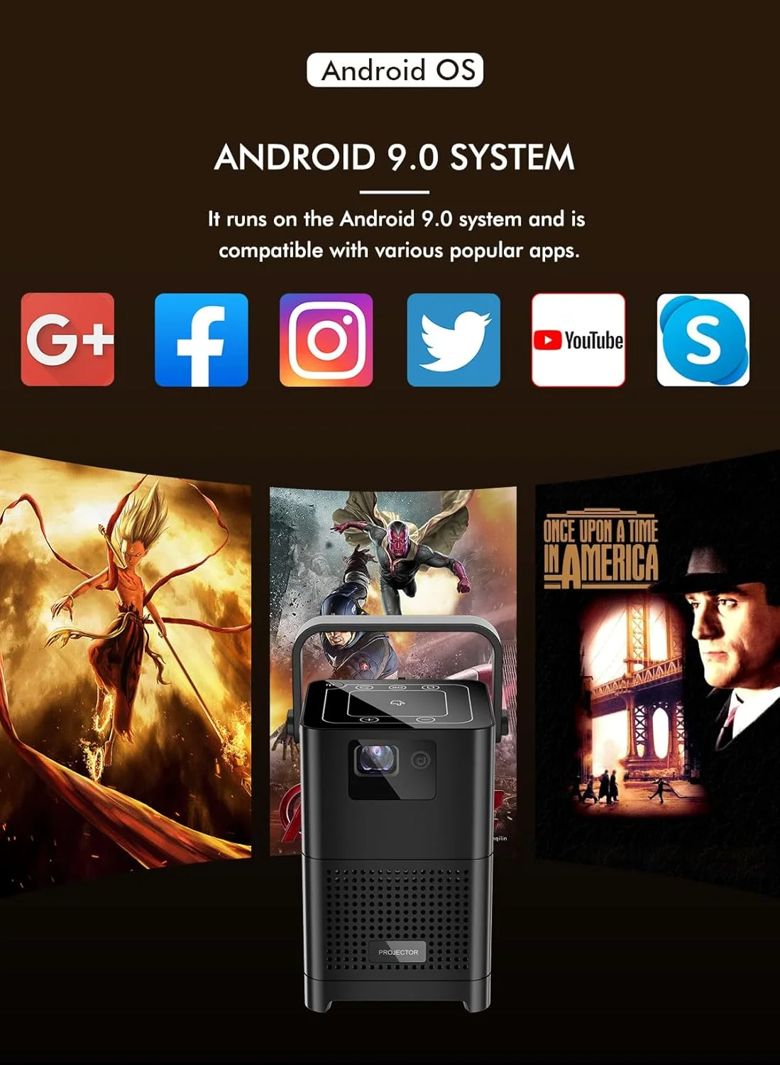 پروژکتور هوشمند مکعبی پرو S20، پروژکتور ویدئویی قابل حمل، سازگار با کیفیت 4K، بیسیم، اندروید، تاچ پد، وای فای دوگانه، بلوتوث 5، HDMI، USB، 3 ساعت کارکرد، خاکستری پروژکتور هوشمند مکعبی پرو S20، پروژکتور ویدئویی قابل حمل، سازگار با کیفیت 4K، بیسیم، اندروید، تاچ پد، وای فای دوگانه، بلوتوث 5، HDMI، USB، 3 ساعت کارکرد، خاکستری
