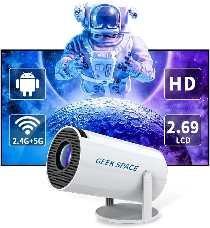 پروژکتور گیمینگ هوشمند 4K Max با بیش از 36000 بازی، سینمای خانگی قابل حمل 1080P، 150 انسی لومن، چرخش 180 درجه، اندروید 11، وای فای، بلوتوث، پشتیبانی از دو گیم پد، ورودی HDMI/USB (HY300 MAX)