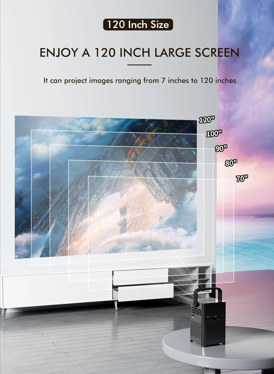پروژکتور هوشمند مکعبی پرو S20، پروژکتور ویدئویی قابل حمل، سازگار با کیفیت 4K، بیسیم، اندروید، تاچ پد، وای فای دوگانه، بلوتوث 5، HDMI، USB، 3 ساعت کارکرد، خاکستری پروژکتور هوشمند مکعبی پرو S20، پروژکتور ویدئویی قابل حمل، سازگار با کیفیت 4K، بیسیم، اندروید، تاچ پد، وای فای دوگانه، بلوتوث 5، HDMI، USB، 3 ساعت کارکرد، خاکستری
