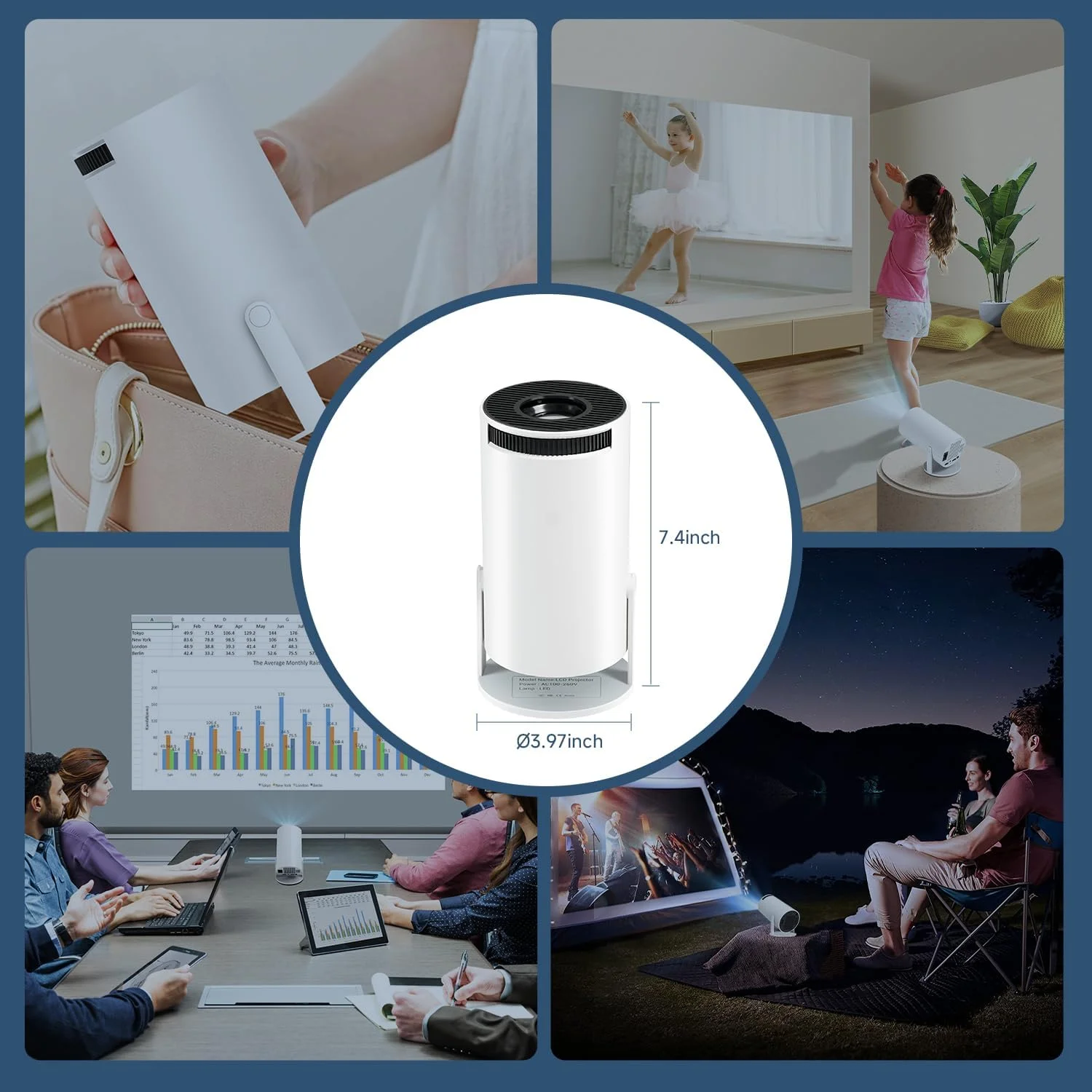 پروژکتور مینی 4K، پروژکتور قابل حمل اندروید 11، 1080P FHD، WiFi 6، بلوتوث 5.0، نمایش 130 اینچی، با برنامههای از پیش نصب شده Netflix، Prime Video و غیره پروژکتور مینی 4K، پروژکتور قابل حمل اندروید 11، 1080P FHD، WiFi 6، بلوتوث 5.0، نمایش 130 اینچی، با برنامههای از پیش نصب شده Netflix، Prime Video و غیره