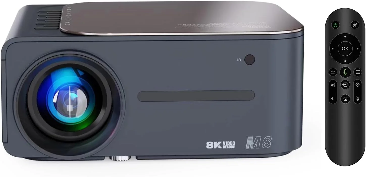 پروژکتور 8K HDR Ultra Clear با وای فای 2.4G+5G، بلوتوث 5.0، تصحیح کیستون، پروژکتور قابل حمل اندروید 9، صفحه نمایش بزرگ 80 اینچی، کنترل صوتی هوشمند AI برای دفتر کار، سینمای خانگی و تلفن پروژکتور 8K HDR Ultra Clear با وای فای 2.4G+5G، بلوتوث 5.0، تصحیح کیستون، پروژکتور قابل حمل اندروید 9، صفحه نمایش بزرگ 80 اینچی، کنترل صوتی هوشمند AI برای دفتر کار، سینمای خانگی و تلفن