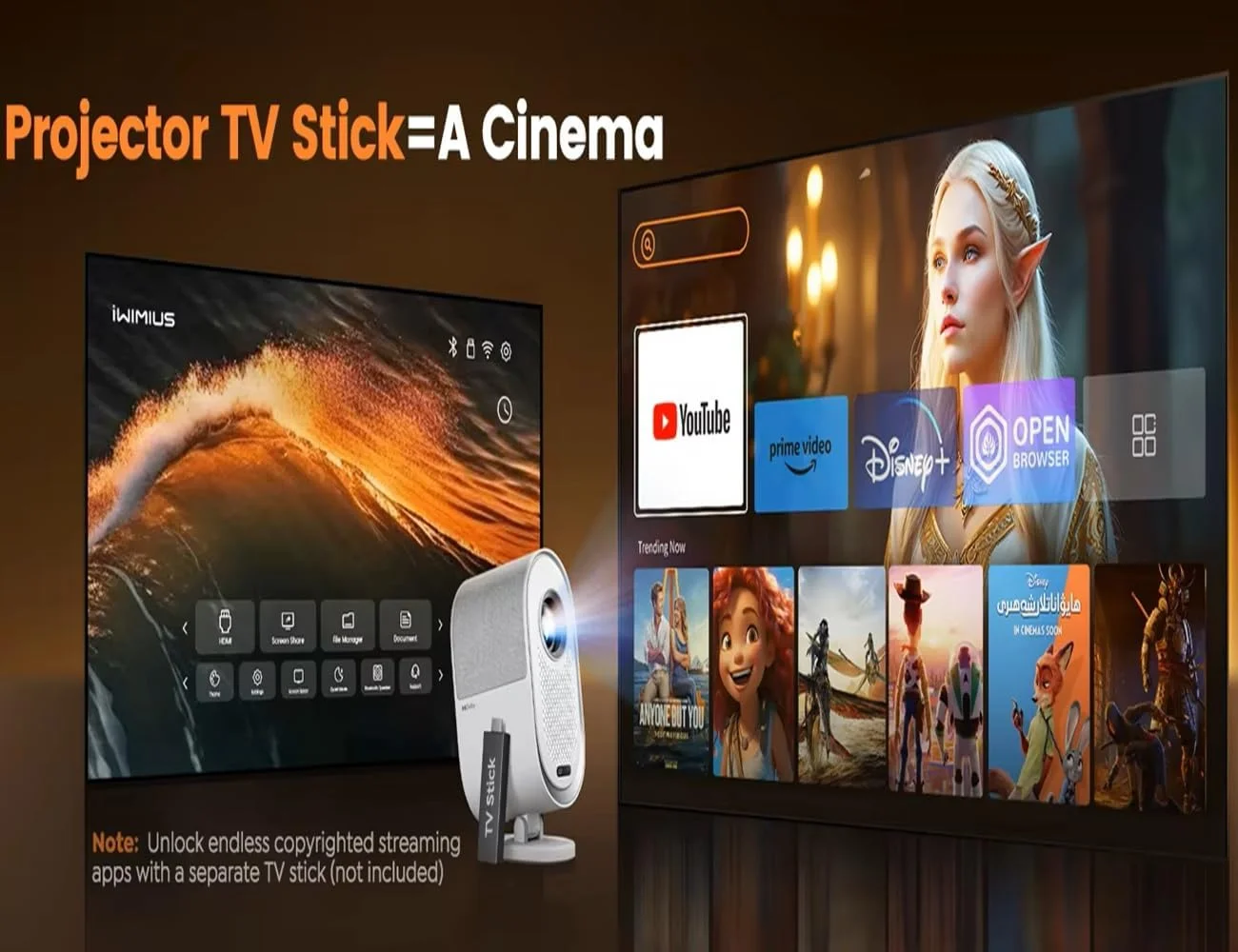 پروژکتور 4K 1080P Full HD با 30000 لومن، فوکوس خودکار/کیستون، پروژکتورهای سینمای خانگی قابل حمل