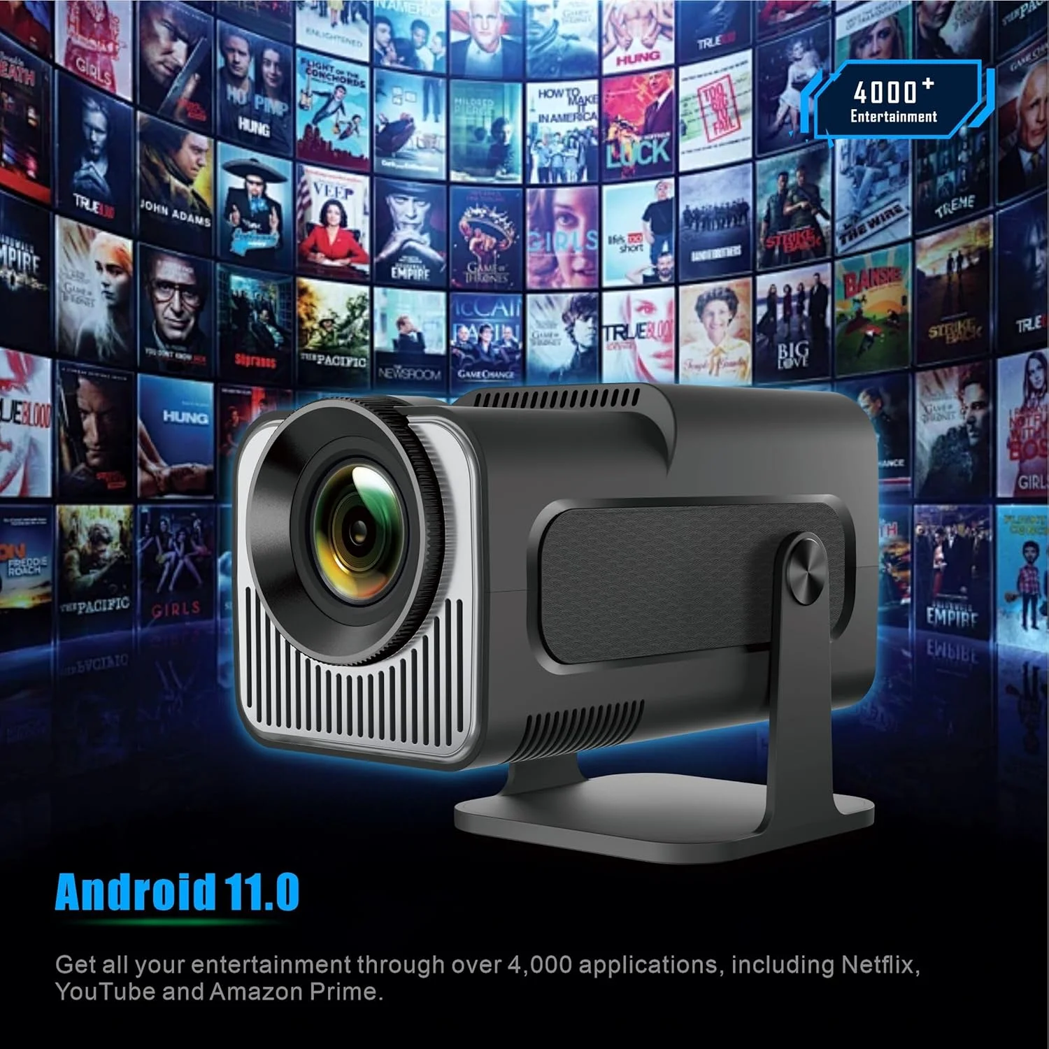 پروژکتور قابل حمل، مینی پروژکتور HY320 با WiFi و بلوتوث، پشتیبانی از 4K 1080P با WIFI6 دو بانده BT5.0 Android 11، پروژکتور تلویزیون هوشمند تصحیح خودکار کیستون برای تلفن/فلش مموری/لپ تاپ پروژکتور قابل حمل، مینی پروژکتور HY320 با WiFi و بلوتوث، پشتیبانی از 4K 1080P با WIFI6 دو بانده BT5.0 Android 11، پروژکتور تلویزیون هوشمند تصحیح خودکار کیستون برای تلفن/فلش مموری/لپ تاپ