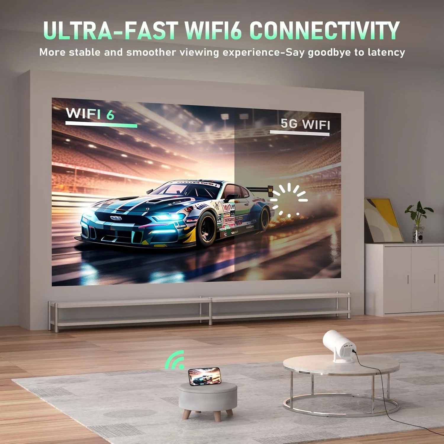 مینی پروژکتور [فوکوس الکتریکی و سیستم عامل اندروید] با WiFi و بلوتوث، پروژکتور قابل حمل XuanPad با پشتیبانی از 4K 1080P، پایه چرخان 180 درجه، دارای بیش از 8000 برنامه داخلی، طراحی حذف گرد و غبار و دفع حرارت