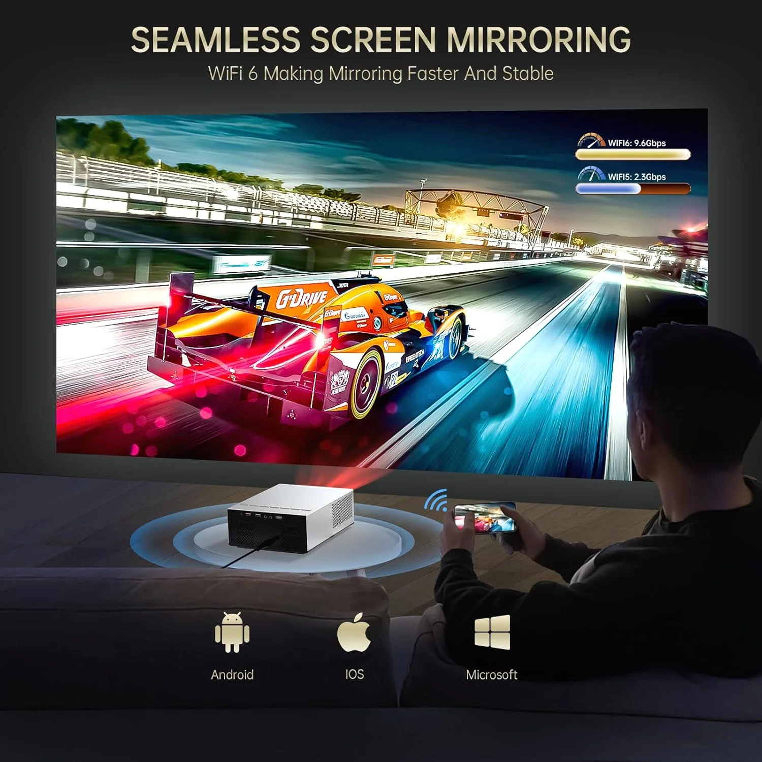 پروژکتور قابل حمل XIDU با WIFI و بلوتوث [بدنه فلزی/2000ANSI/UHD Native 1080P/پخش بی سیم/فوکوس الکتریکی/کیستون خودکار] پروژکتور فیلم 4K در فضای باز برای خانه، دانگل تلویزیون، iOS، اندروید، لپ تاپ