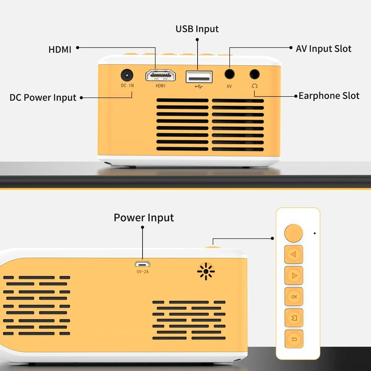 پروژکتور مینی با وای فای و بلوتوث، پروژکتور فیلم با پورت ورودی HDMI/USB/Type-c، پروژکتور قابل حمل برای استفاده در فضای داخلی و خارجی (زرد) پروژکتور مینی با وای فای و بلوتوث، پروژکتور فیلم با پورت ورودی HDMI/USB/Type-c، پروژکتور قابل حمل برای استفاده در فضای داخلی و خارجی (زرد)