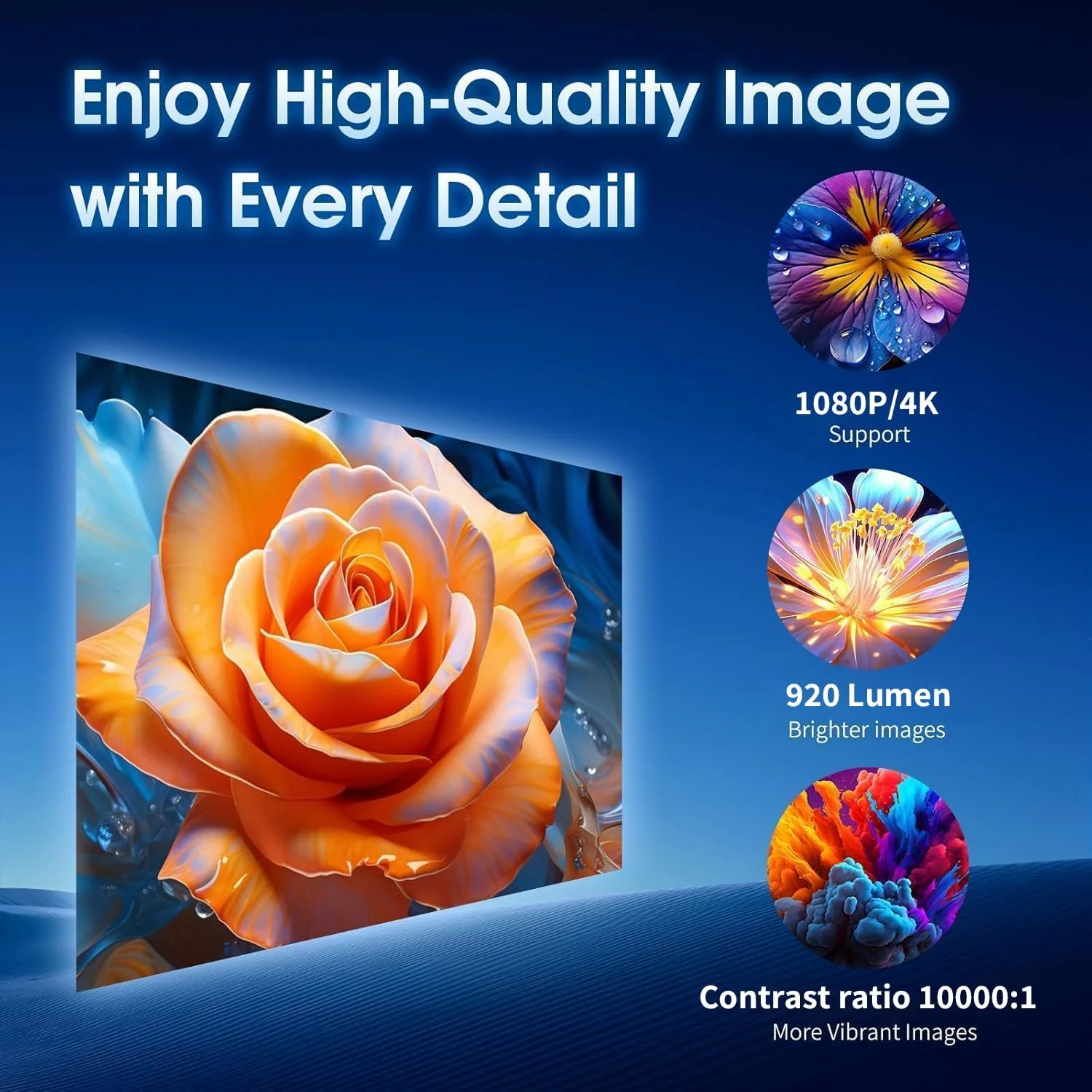 مینی پروژکتور با برنامه داخلی، وای فای و بلوتوث، ارتقا یافته 2025، پشتیبانی از 1080P FHD 4K، پروژکتور با ماوس، پروژکتور قابل حمل با تصحیح خودکار کیستون، سازگار با تی وی استیک/مموری استیک/USB/لپ تاپ - بژ