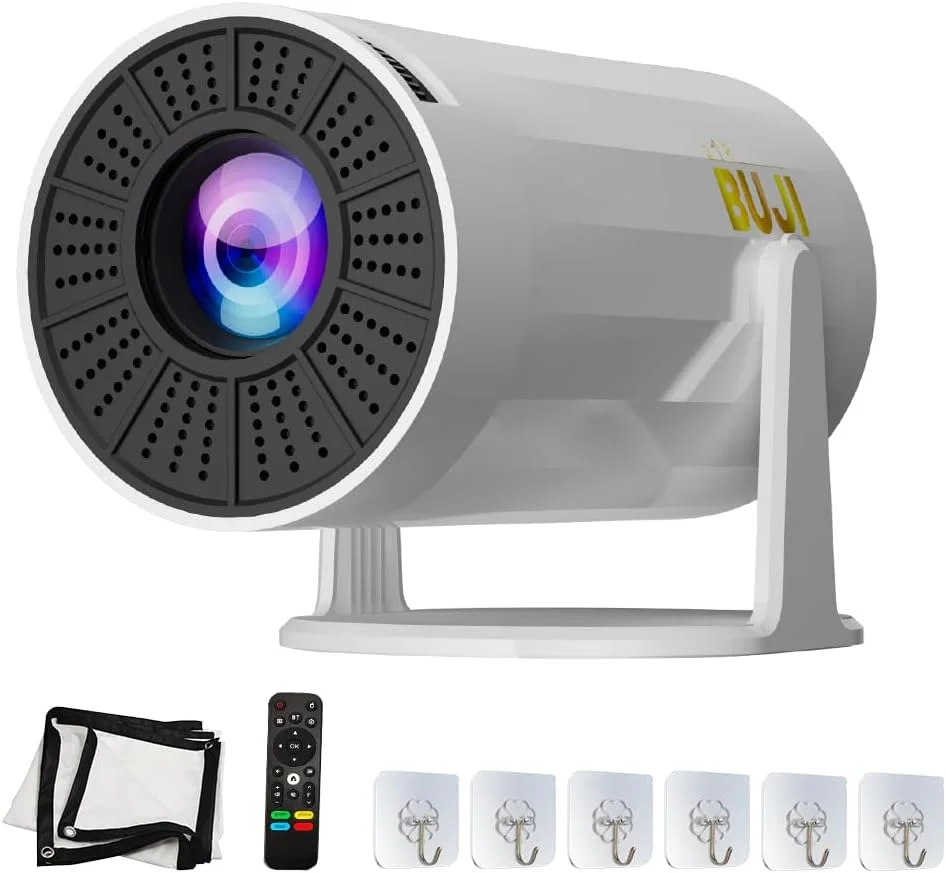 پروژکتور قابل حمل کوبوکی BUJI 4K 1080P با صفحه نمایش 1500LM رابط کاربری عربی اندروید 11.0 HD مینی پروژکتور 5G WIFI بلوتوث پروژکتور ویدیویی خانگی تصحیح زاویه خودکار چرخش 180 درجه با پایه دارای گواهینامه CE/FCC