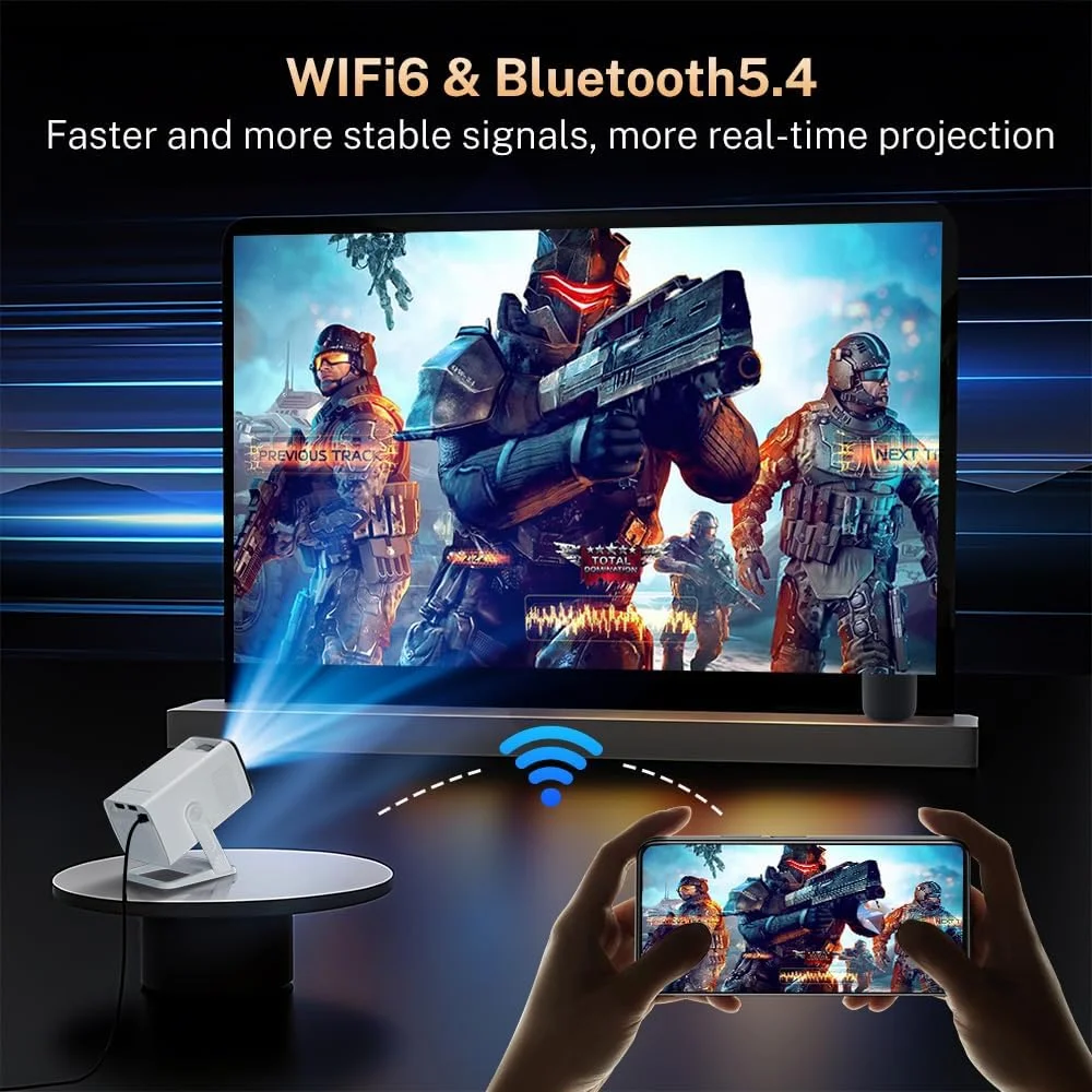 پروژکتور ویدئویی قابل حمل مینی پروژکتور برای اندروید، WiFi و بلوتوث، برنامههای داخلی، 720P Full HD، Auto Keystone، پروژکتور هوشمند سینمای خانگی چرخشی 180 درجه برای تلفن/HDMI/USB/TV Stick VisualCube 300 پروژکتور ویدئویی قابل حمل مینی پروژکتور برای اندروید، WiFi و بلوتوث، برنامههای داخلی، 720P Full HD، Auto Keystone، پروژکتور هوشمند سینمای خانگی چرخشی 180 درجه برای تلفن/HDMI/USB/TV Stick VisualCube 300