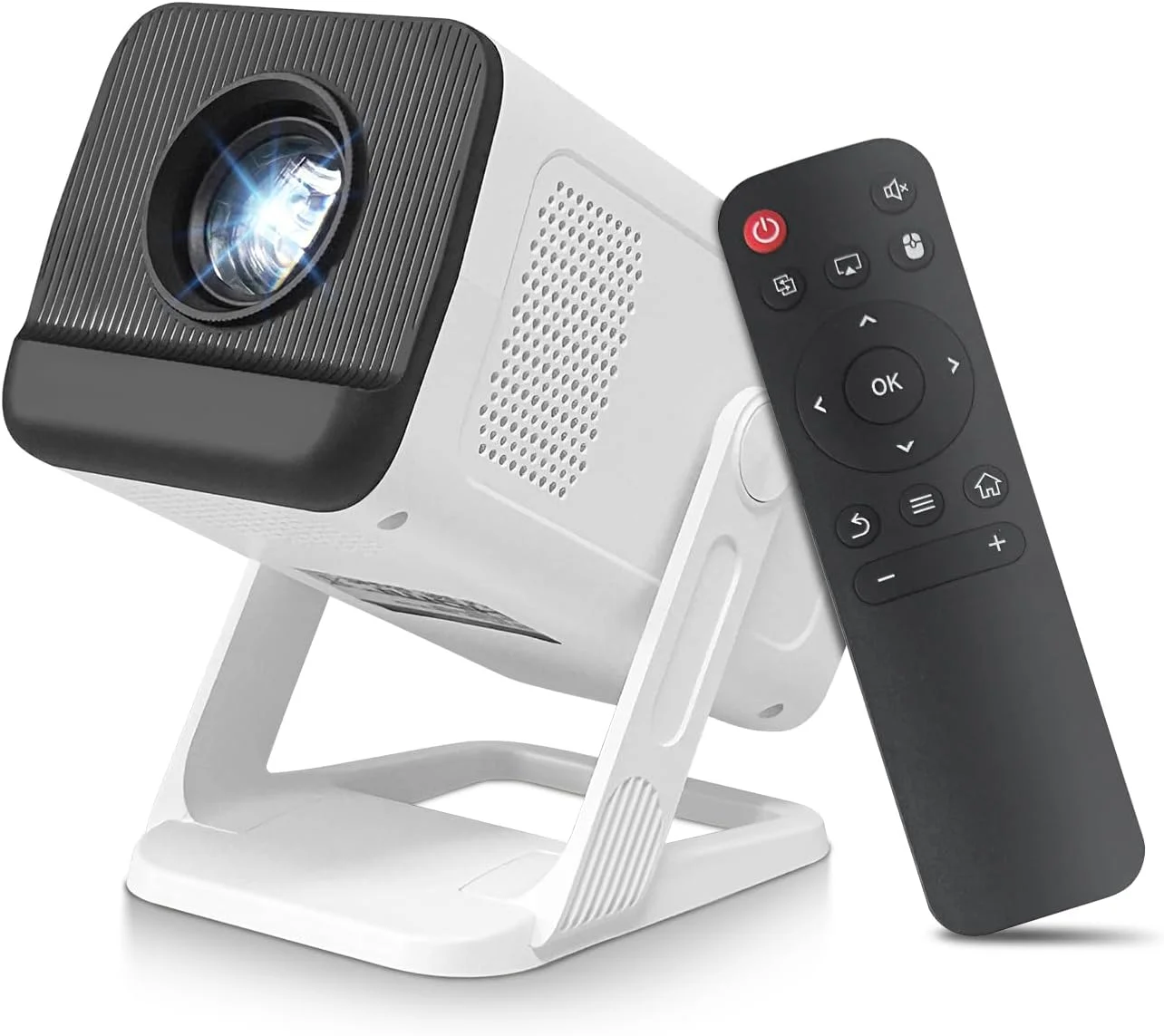مینی پروژکتور با WiFi 6.0 و بلوتوث 5.4، پروژکتور قابل حمل با پشتیبانی از کیفیت 4K 1080P HD، پروژکتور فیلم برای بازی در فضای باز و داخل خانه، پروژکتور هوشمند برای اندروید/iOS/ویندوز/TV Stick/HDMI/USB، سفید