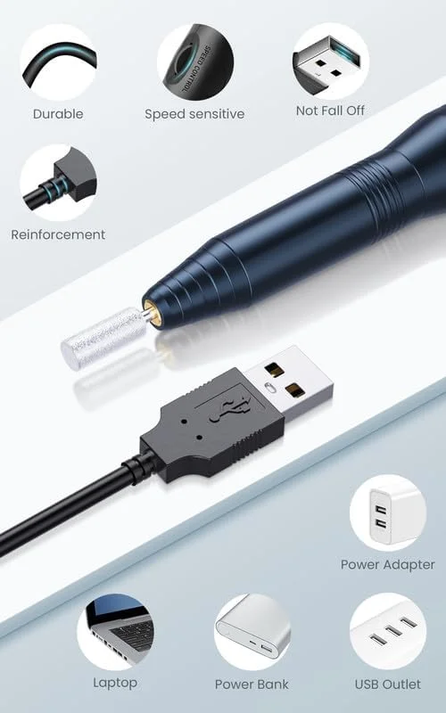 ست سوهان برقی ناخن قابل حمل USB با سرعت 20000 دور در دقیقه، مجموعه حرفه ای مانیکور پدیکور و ابزارهای شکل دهی و پولیش با نوارهای سنباده، سر سوهان و برس تمیز کننده برای ناخن های ژلی آکریلیک (خاکستری ذغالی) ست سوهان برقی ناخن قابل حمل USB با سرعت 20000 دور در دقیقه، مجموعه حرفه ای مانیکور پدیکور و ابزارهای شکل دهی و پولیش با نوارهای سنباده، سر سوهان و برس تمیز کننده برای ناخن های ژلی آکریلیک (خاکستری ذغالی)