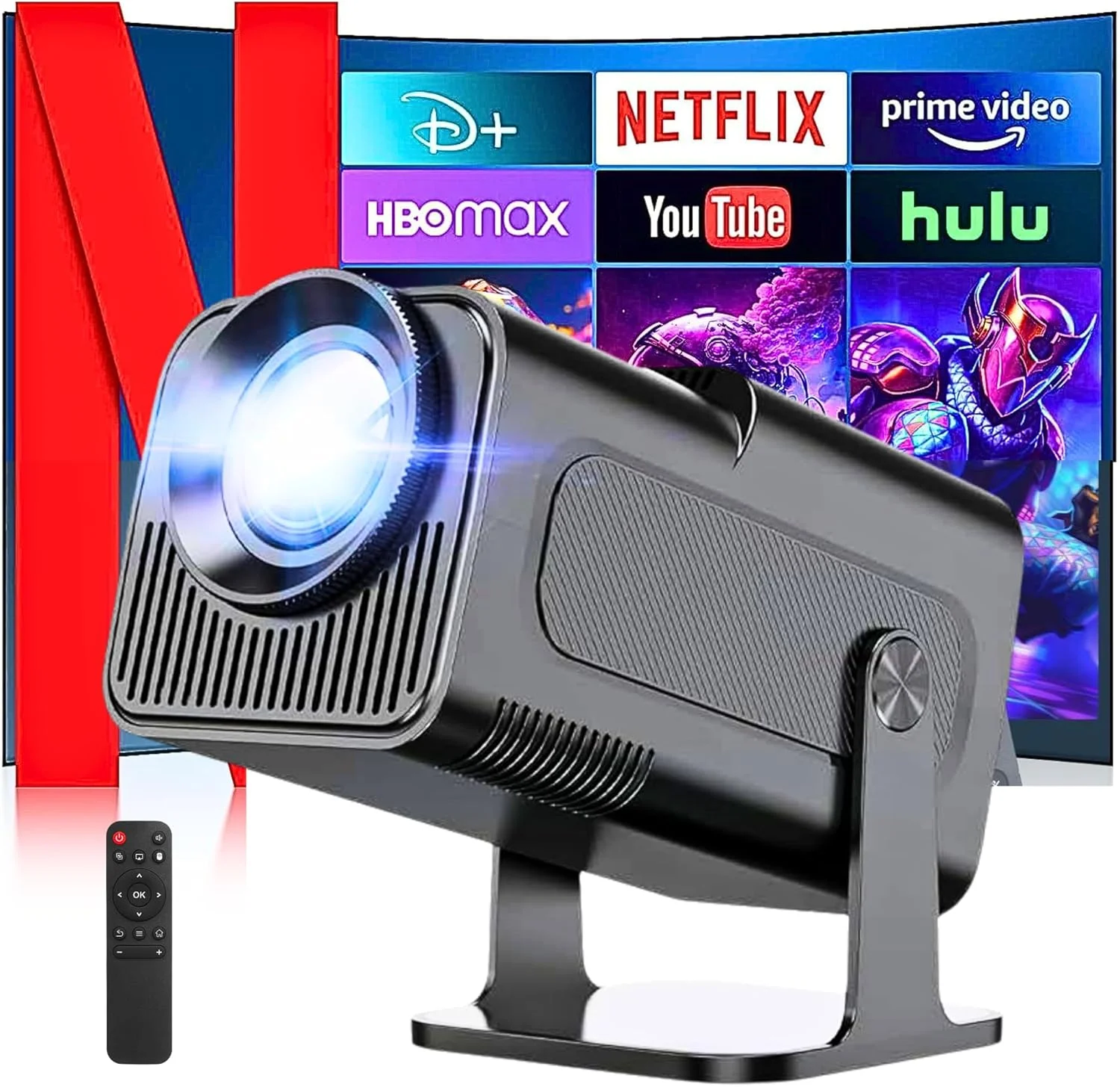 پروژکتور 4K مدل 2025، WIFI6 بلوتوث، پروژکتور هوشمند اندروید 11 با Netflix/YouTube/PrimeVideo/D+ داخلی، Auto Keystone، پروژکتور مینی هوشمند قابل حمل 1080P Native برای فیلم های فضای باز سینمای خانگی