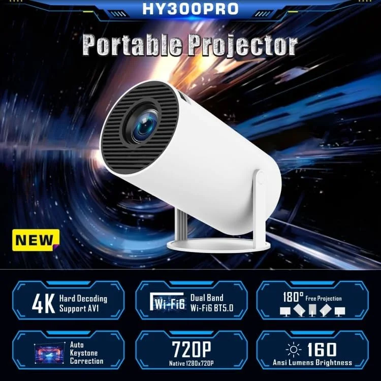 پروژکتور هوشمند مینی 4K با وای فای 5G و بلوتوث 5.0، سینمای خانگی قابل حمل با صدای فراگیر 360 درجه، پروژکتور فیلم صفحه نمایش بزرگ سازگار با اندروید، iOS، ویندوز، تی وی استیک، HDMI، USB – سفید پروژکتور هوشمند مینی 4K با وای فای 5G و بلوتوث 5.0، سینمای خانگی قابل حمل با صدای فراگیر 360 درجه، پروژکتور فیلم صفحه نمایش بزرگ سازگار با اندروید، iOS، ویندوز، تی وی استیک، HDMI، USB – سفید
