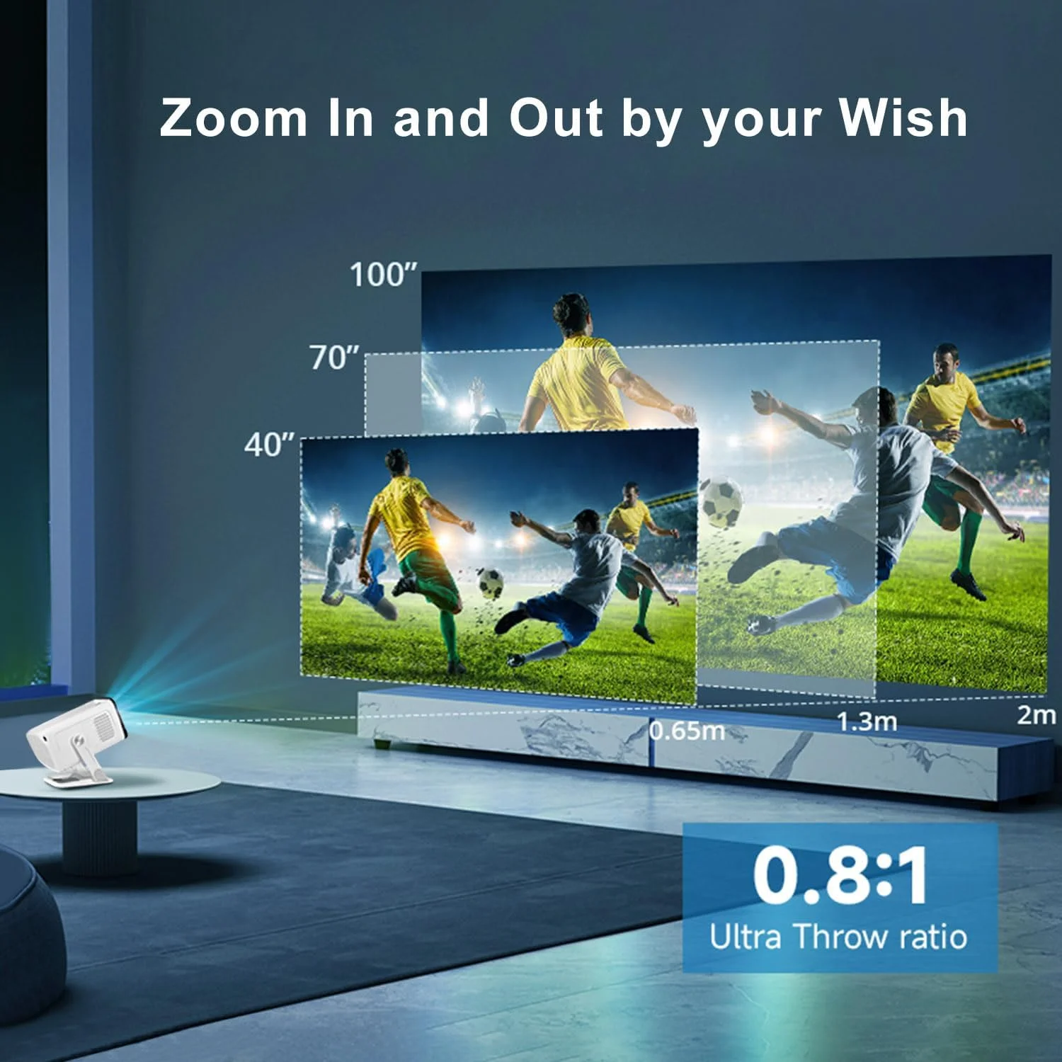 مینی پروژکتور با WiFi 6.0 و بلوتوث 5.4، پروژکتور قابل حمل با پشتیبانی از کیفیت 4K 1080P HD، پروژکتور فیلم برای بازی در فضای باز و داخل خانه، پروژکتور هوشمند برای اندروید/iOS/ویندوز/TV Stick/HDMI/USB، سفید مینی پروژکتور با WiFi 6.0 و بلوتوث 5.4، پروژکتور قابل حمل با پشتیبانی از کیفیت 4K 1080P HD، پروژکتور فیلم برای بازی در فضای باز و داخل خانه، پروژکتور هوشمند برای اندروید/iOS/ویندوز/TV Stick/HDMI/USB، سفید
