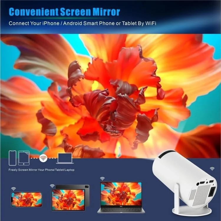 پروژکتور هوشمند مینی 4K با وای فای 5G و بلوتوث 5.0، سینمای خانگی قابل حمل با صدای فراگیر 360 درجه، پروژکتور فیلم صفحه نمایش بزرگ سازگار با اندروید، iOS، ویندوز، تی وی استیک، HDMI، USB – سفید پروژکتور هوشمند مینی 4K با وای فای 5G و بلوتوث 5.0، سینمای خانگی قابل حمل با صدای فراگیر 360 درجه، پروژکتور فیلم صفحه نمایش بزرگ سازگار با اندروید، iOS، ویندوز، تی وی استیک، HDMI، USB – سفید