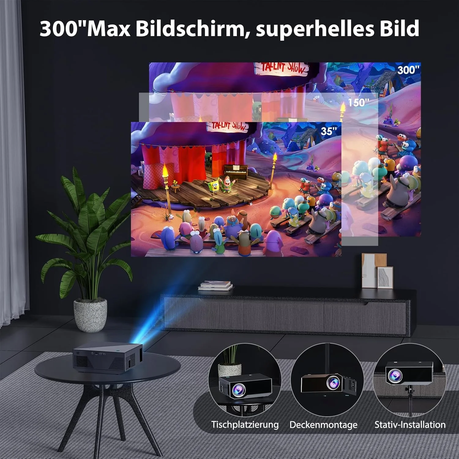 پروژکتور با بلوتوث و وای فای، پشتیبانی از کیفیت 1080P واقعی و 4K، روشنایی 18000 لومن، پروژکتور سینمای خانگی قابل حمل، اندازه تصویر 30-300 اینچ، سازگار با iOS/Android/لپ تاپ/HDMI/PC/TV Stick/USB پروژکتور با بلوتوث و وای فای، پشتیبانی از کیفیت 1080P واقعی و 4K، روشنایی 18000 لومن، پروژکتور سینمای خانگی قابل حمل، اندازه تصویر 30-300 اینچ، سازگار با iOS/Android/لپ تاپ/HDMI/PC/TV Stick/USB