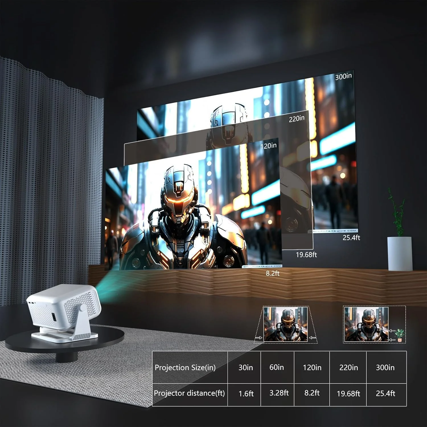 پروژکتور با وای فای و بلوتوث، فوکوس خودکار، پروژکتور هوشمند قابل حمل 4K با پشتیبانی از iOS/Android/Laptop، پروژکتورهای ویدئویی 800 ANSI برای فیلم های داخلی و خارجی پروژکتور با وای فای و بلوتوث، فوکوس خودکار، پروژکتور هوشمند قابل حمل 4K با پشتیبانی از iOS/Android/Laptop، پروژکتورهای ویدئویی 800 ANSI برای فیلم های داخلی و خارجی