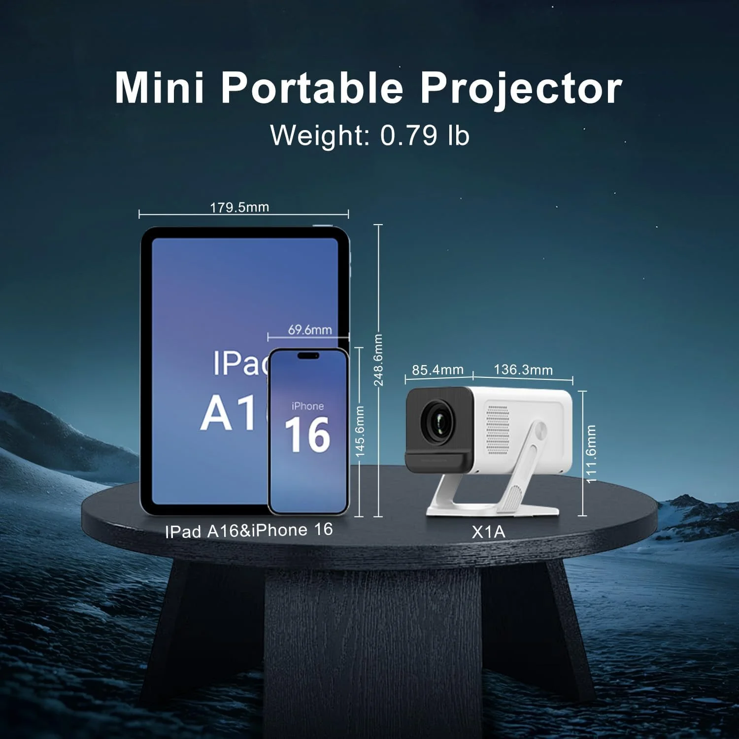 مینی پروژکتور با WiFi 6.0 و بلوتوث 5.4، پروژکتور قابل حمل با پشتیبانی از کیفیت 4K 1080P HD، پروژکتور فیلم برای بازی در فضای باز و داخل خانه، پروژکتور هوشمند برای اندروید/iOS/ویندوز/TV Stick/HDMI/USB، سفید مینی پروژکتور با WiFi 6.0 و بلوتوث 5.4، پروژکتور قابل حمل با پشتیبانی از کیفیت 4K 1080P HD، پروژکتور فیلم برای بازی در فضای باز و داخل خانه، پروژکتور هوشمند برای اندروید/iOS/ویندوز/TV Stick/HDMI/USB، سفید