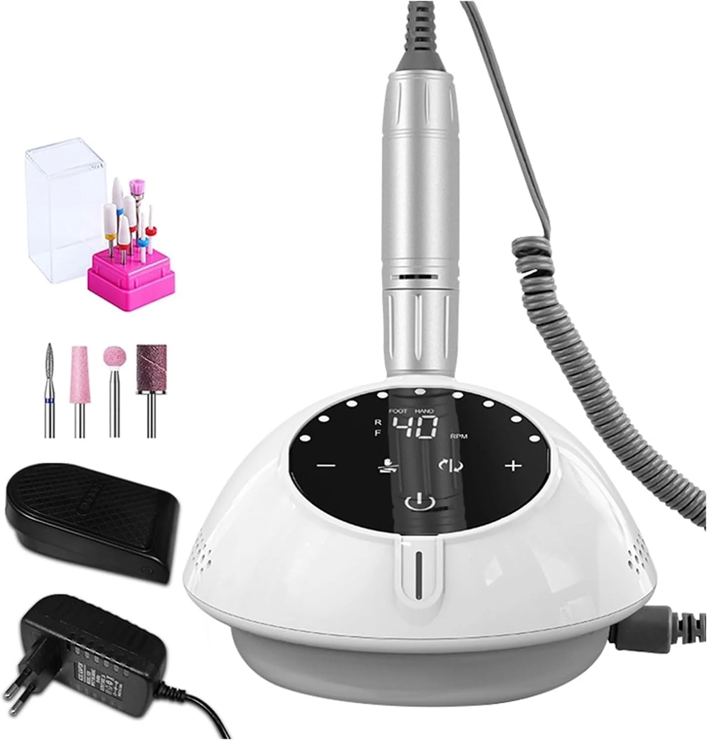 دستگاه سوهان ناخن، دستگاه سوهان برقی ناخن 40000 دور در دقیقه با صفحه نمایش HD، دستگاه مانیکور ارتقا یافته جدید با کاتر، ابزار سالن طراحی ناخن ابزار حرفه ای ناخن (Yk207 Whiteb W) دستگاه سوهان ناخن، دستگاه سوهان برقی ناخن 40000 دور در دقیقه با صفحه نمایش HD، دستگاه مانیکور ارتقا یافته جدید با کاتر، ابزار سالن طراحی ناخن ابزار حرفه ای ناخن (Yk207 Whiteb W)