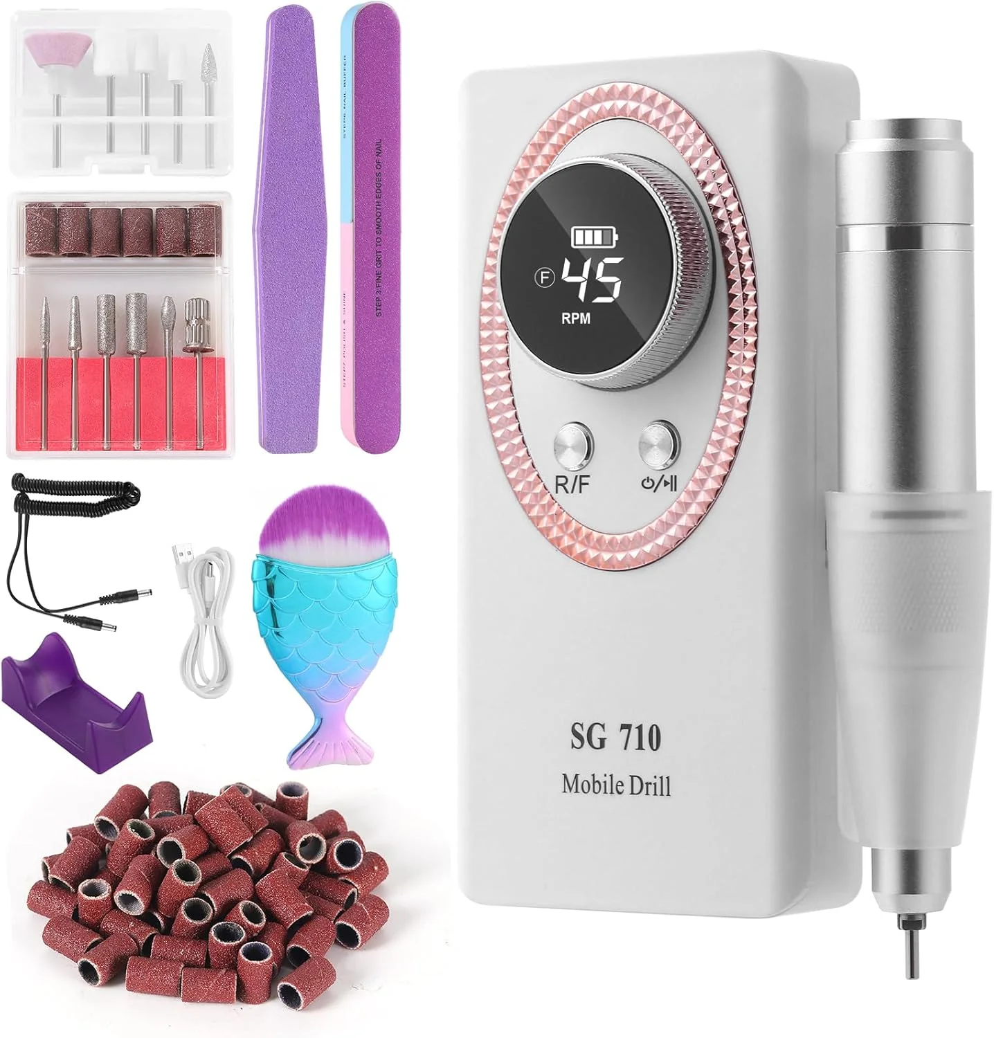 دستگاه سوهان برقی ناخن ABZXT، 45000 دور در دقیقه، قابل شارژ، کیت سوهان ناخن قابل حمل، سوهان برقی DIY با صفحه نمایش LCD هوشمند برای مانیکور و پدیکور ناخن ژلی، بدنه بازتابنده و غیره (سفید) دستگاه سوهان برقی ناخن ABZXT، 45000 دور در دقیقه، قابل شارژ، کیت سوهان ناخن قابل حمل، سوهان برقی DIY با صفحه نمایش LCD هوشمند برای مانیکور و پدیکور ناخن ژلی، بدنه بازتابنده و غیره (سفید)