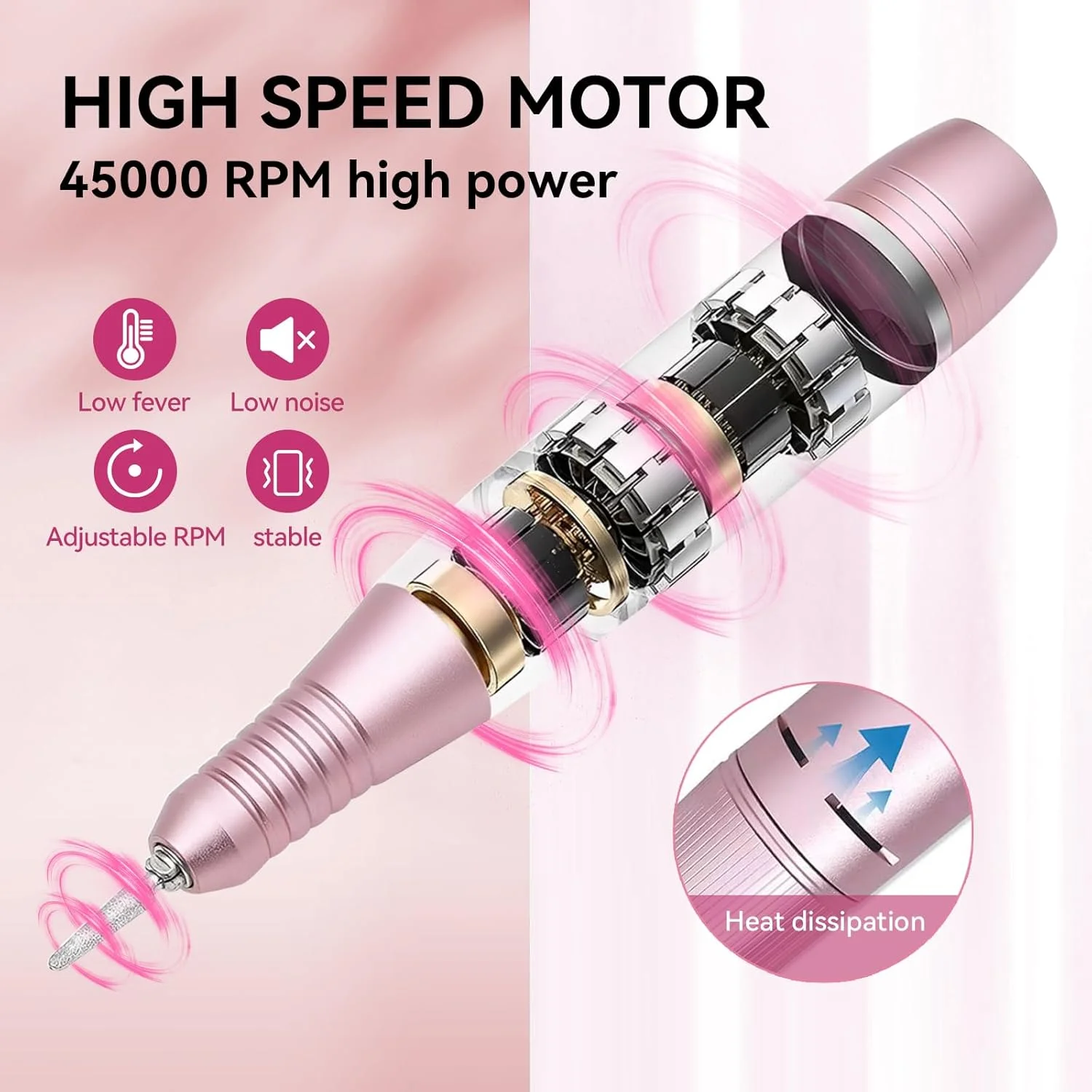 سوهان برقی ناخن قابل حمل 45000 دور در دقیقه، سوهان ناخن بی سیم با متعلقات و پایه، دستگاه سوهان برقی ناخن قابل شارژ حرفه ای برای از بین بردن ناخن های اکریلیک، لاک ژل و مانیکور برای سالن و خانه سوهان برقی ناخن قابل حمل 45000 دور در دقیقه، سوهان ناخن بی سیم با متعلقات و پایه، دستگاه سوهان برقی ناخن قابل شارژ حرفه ای برای از بین بردن ناخن های اکریلیک، لاک ژل و مانیکور برای سالن و خانه