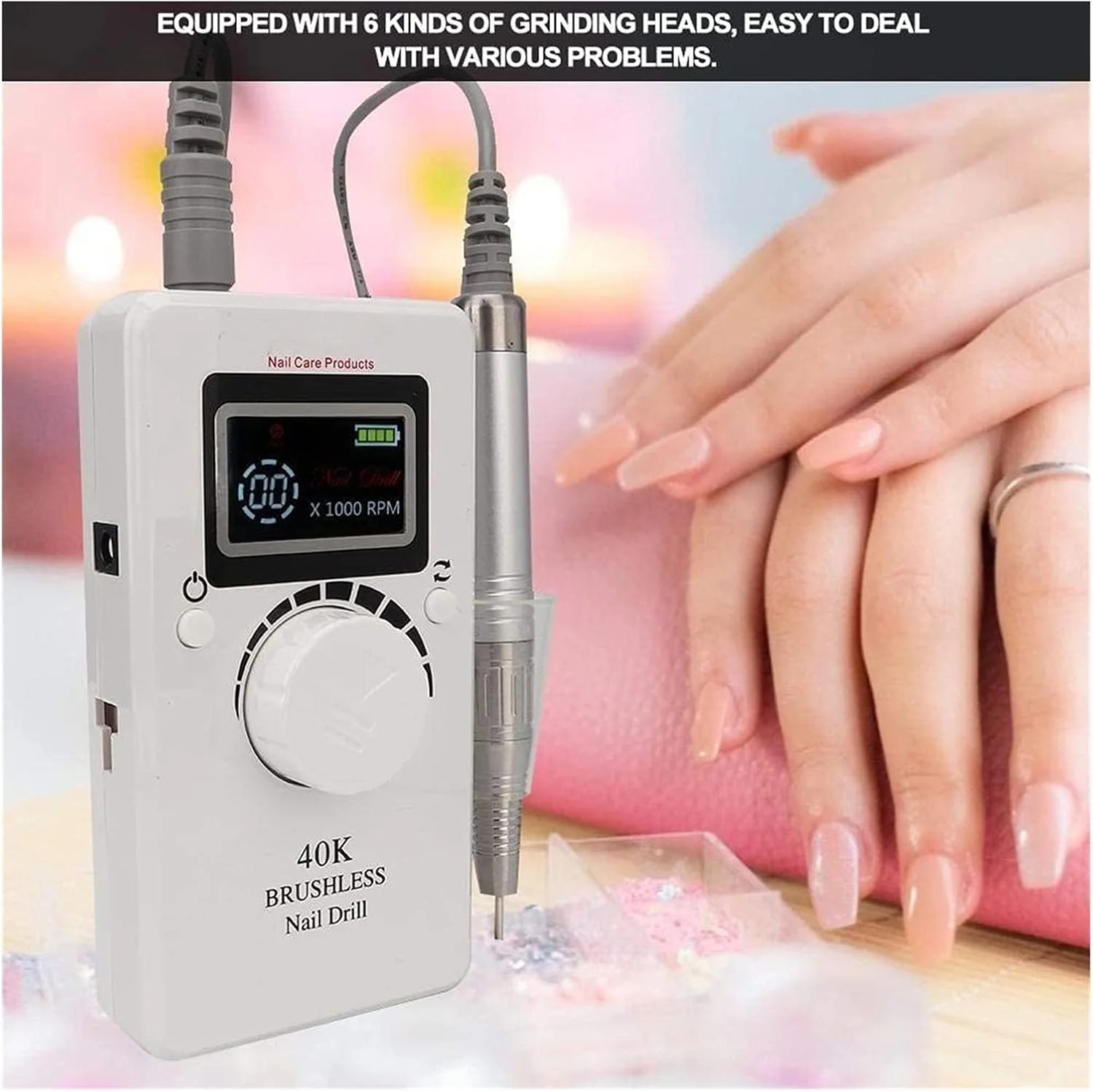 دستگاه سوهان برقی ناخن 40000 دور در دقیقه، دستگاه پولیش و سوهان ناخن برقی بدون برس، ابزار مانیکور برای استفاده در سالن یا استفاده خانگی (رنگ: سفید) دستگاه سوهان برقی ناخن 40000 دور در دقیقه، دستگاه پولیش و سوهان ناخن برقی بدون برس، ابزار مانیکور برای استفاده در سالن یا استفاده خانگی (رنگ: سفید)