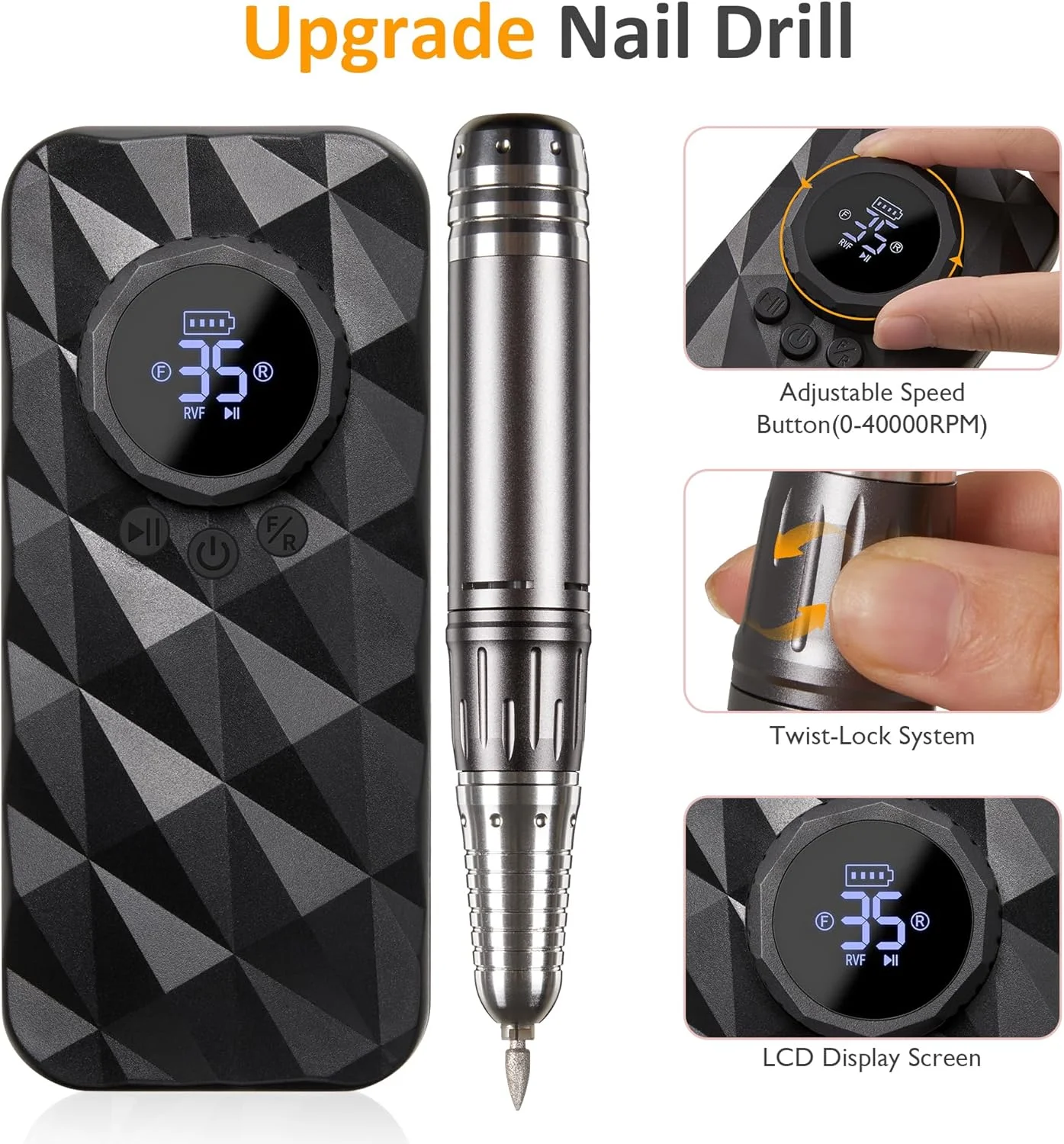 دستگاه سوهان برقی ناخن سان ویوی 40000 دور در دقیقه، ست سوهان ناخن شارژی برای پولیش ژل ناخن های اکریلیک، ابزار حرفه ای مانیکور پدیکور با سری سوهان برای استفاده در سالن منزل دستگاه سوهان برقی ناخن سان ویوی 40000 دور در دقیقه، ست سوهان ناخن شارژی برای پولیش ژل ناخن های اکریلیک، ابزار حرفه ای مانیکور پدیکور با سری سوهان برای استفاده در سالن منزل