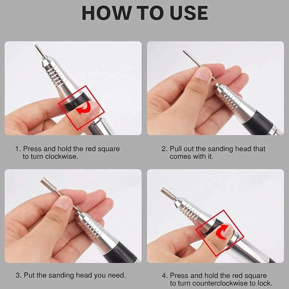 دستگاه سوهان برقی ناخن حرفه ای ATAAY، 30000 دور در دقیقه با نورپردازی 360 درجه همه جهته، کیت های سوهان برقی اکریلیک برای از بین بردن لاک ژل ناخن