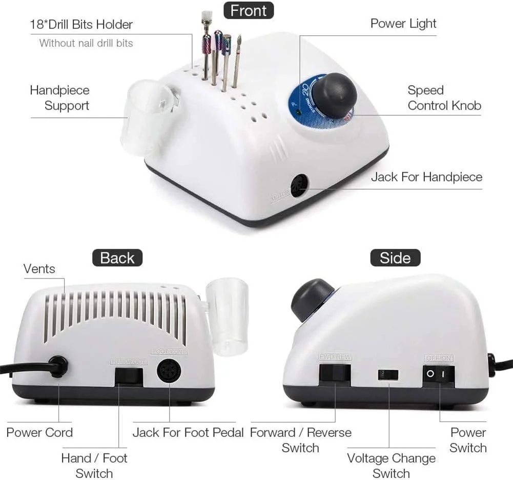 دستگاه سوهان برقی ناخن قابل حمل ATAAY با سرعت 35000 دور در دقیقه، سوهان برقی برای ناخن های اکریلیک، مانیکور/پدیکور، پولیش، کوتیکول، مناسب برای سالن یا استفاده خانگی دستگاه سوهان برقی ناخن قابل حمل ATAAY با سرعت 35000 دور در دقیقه، سوهان برقی برای ناخن های اکریلیک، مانیکور/پدیکور، پولیش، کوتیکول، مناسب برای سالن یا استفاده خانگی