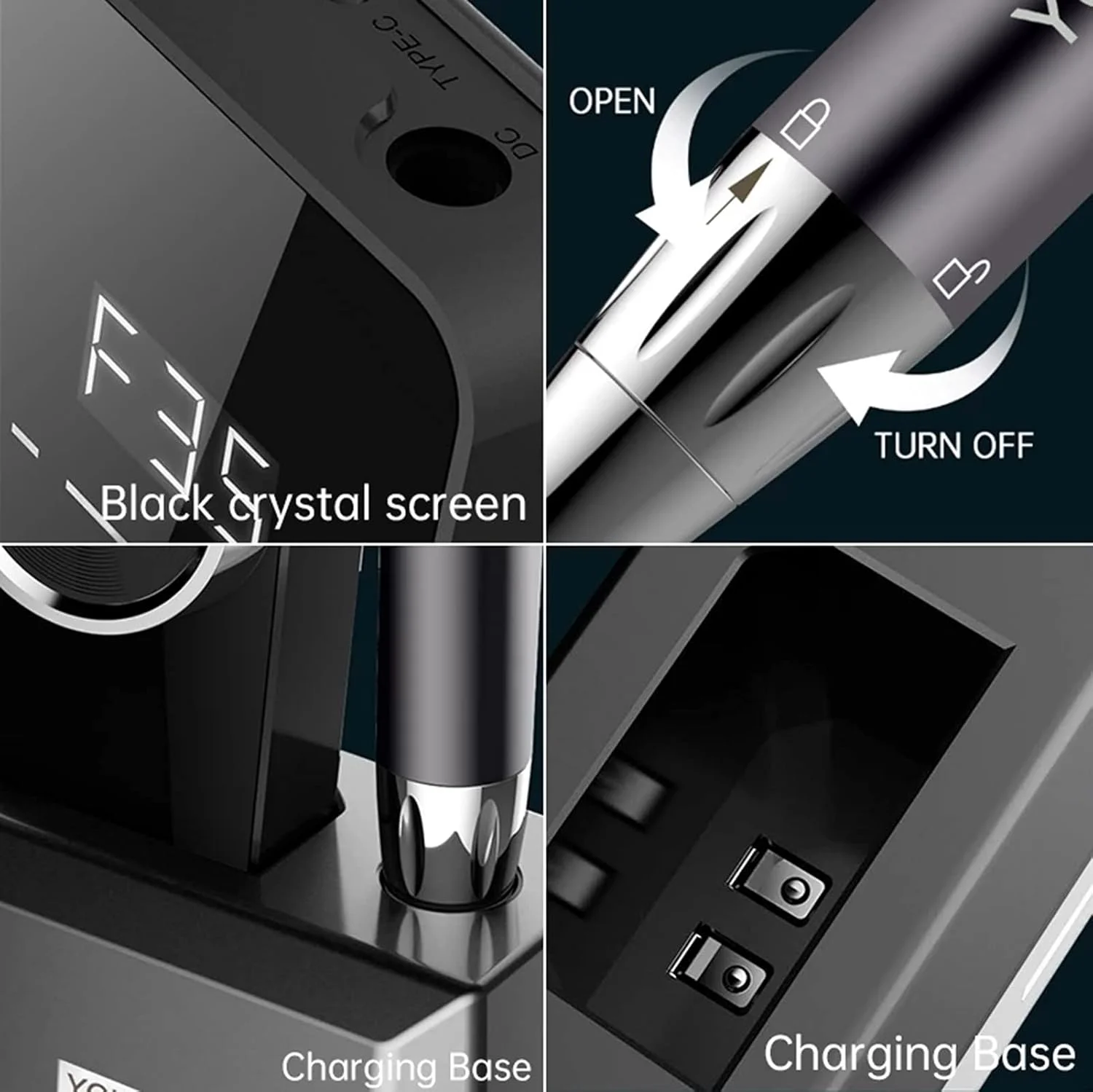 دستگاه سوهان برقی ناخن شارژی 35000 دور در دقیقه، سوهان برقی ناخن حرفه ای بدون برس و بی سیم، با صفحه نمایش LCD و شارژ بی سیم، برای ناخن های ژلی آکریلیک مناسب برای استفاده در خانه و سالن، صورتی