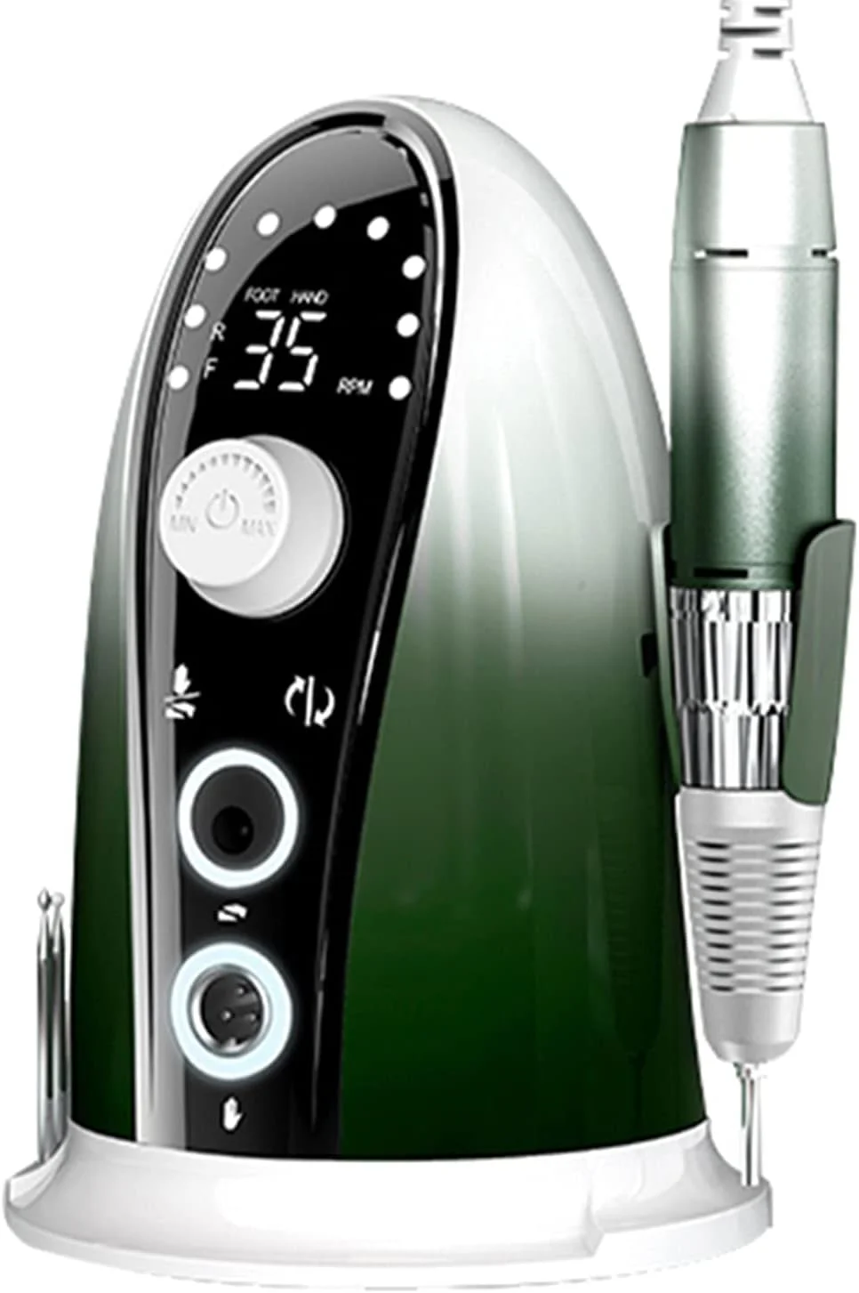 دستگاه سوهان برقی ناخن شارژی حرفه ای 45 وات 35000 دور در دقیقه، سوهان برقی ناخن با پدال پا - دستگاه مانیکور پدیکور برای ناخن های ژلی آکریلیک، بنفش