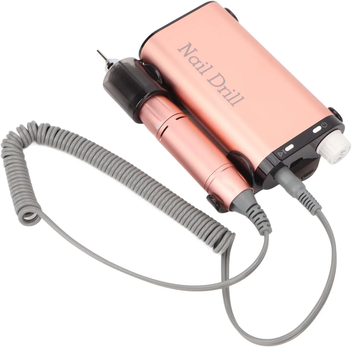 دستگاه سوهان برقی ناخن، دستگاه حرفه ای آسیاب ناخن برقی 35000 دور در دقیقه، کیت قابل حمل سوهان برقی بی سیم قابل شارژ 4000 میلی آمپر ساعتی، ابزار ناخن اکریلیک قابل حمل برای لایه برداری، آسیاب، پولیش (رزگلد)