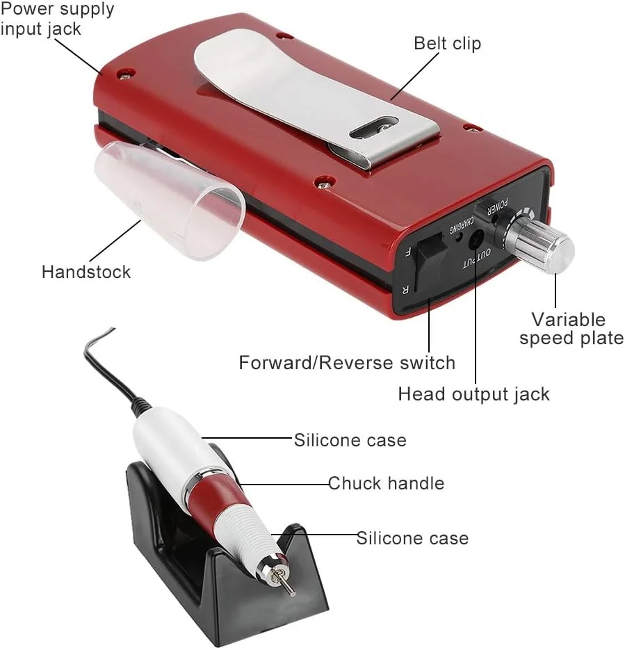 ابزار سوهان برقی ناخن، دستگاه مانیکور سوهان ناخن شارژی، پولیش ناخن برای از بین بردن لاک ناخن و پوست مرده (Uk) (سایز: UK)